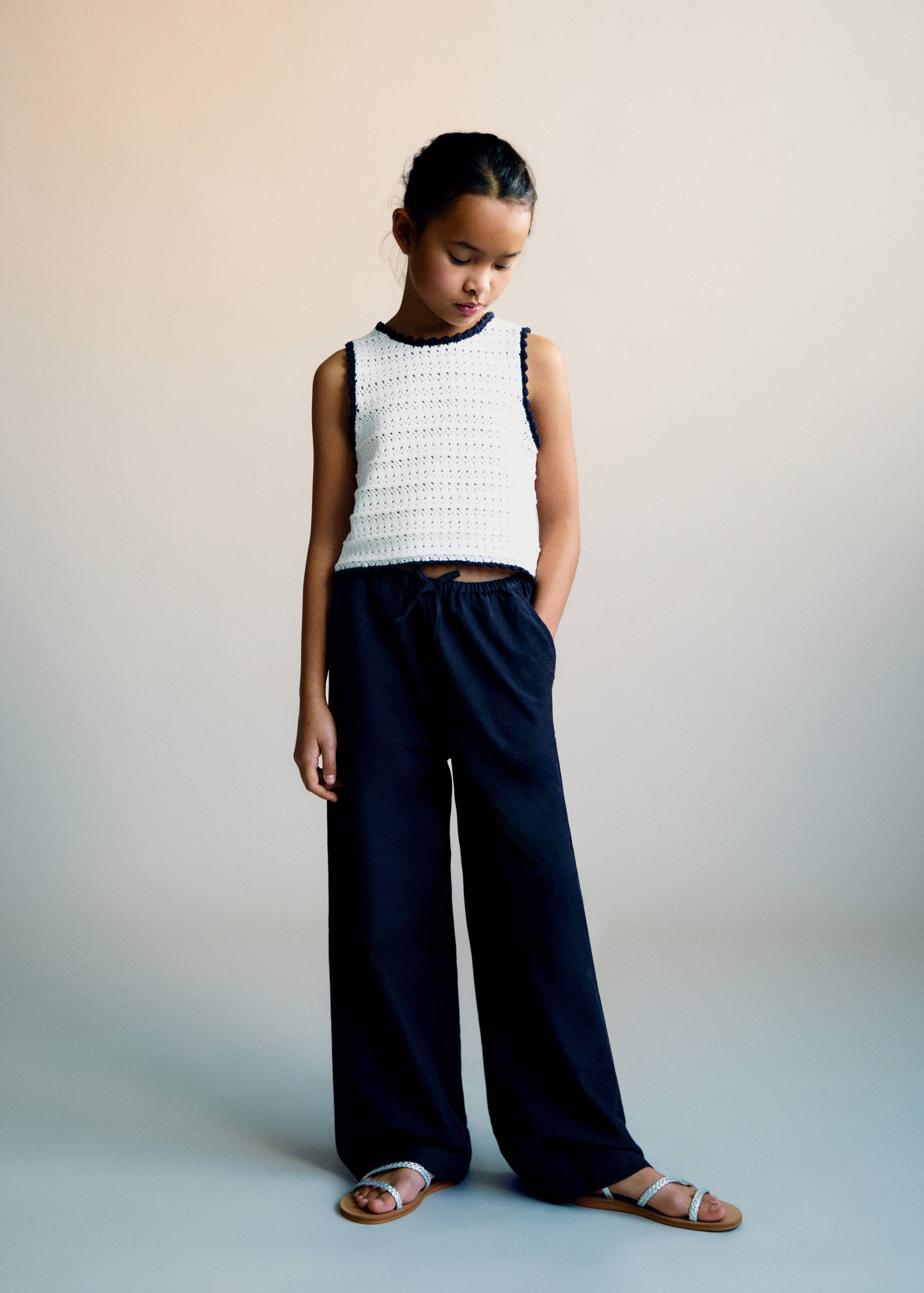 Cotton linen-blend trousers - General plane