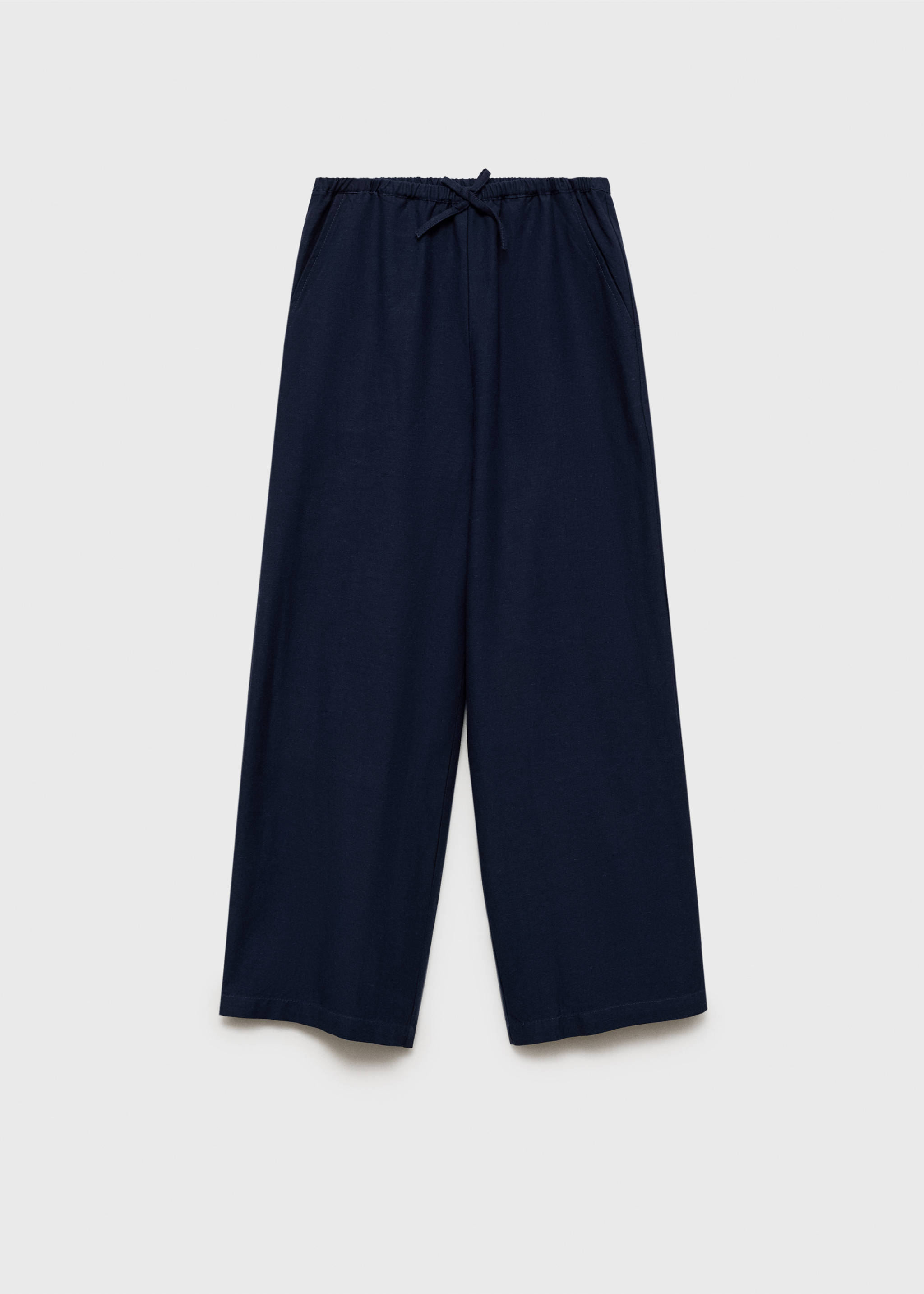 Cotton linen-blend trousers - Article without model, Dark Navy. Ref: 87097161-00.