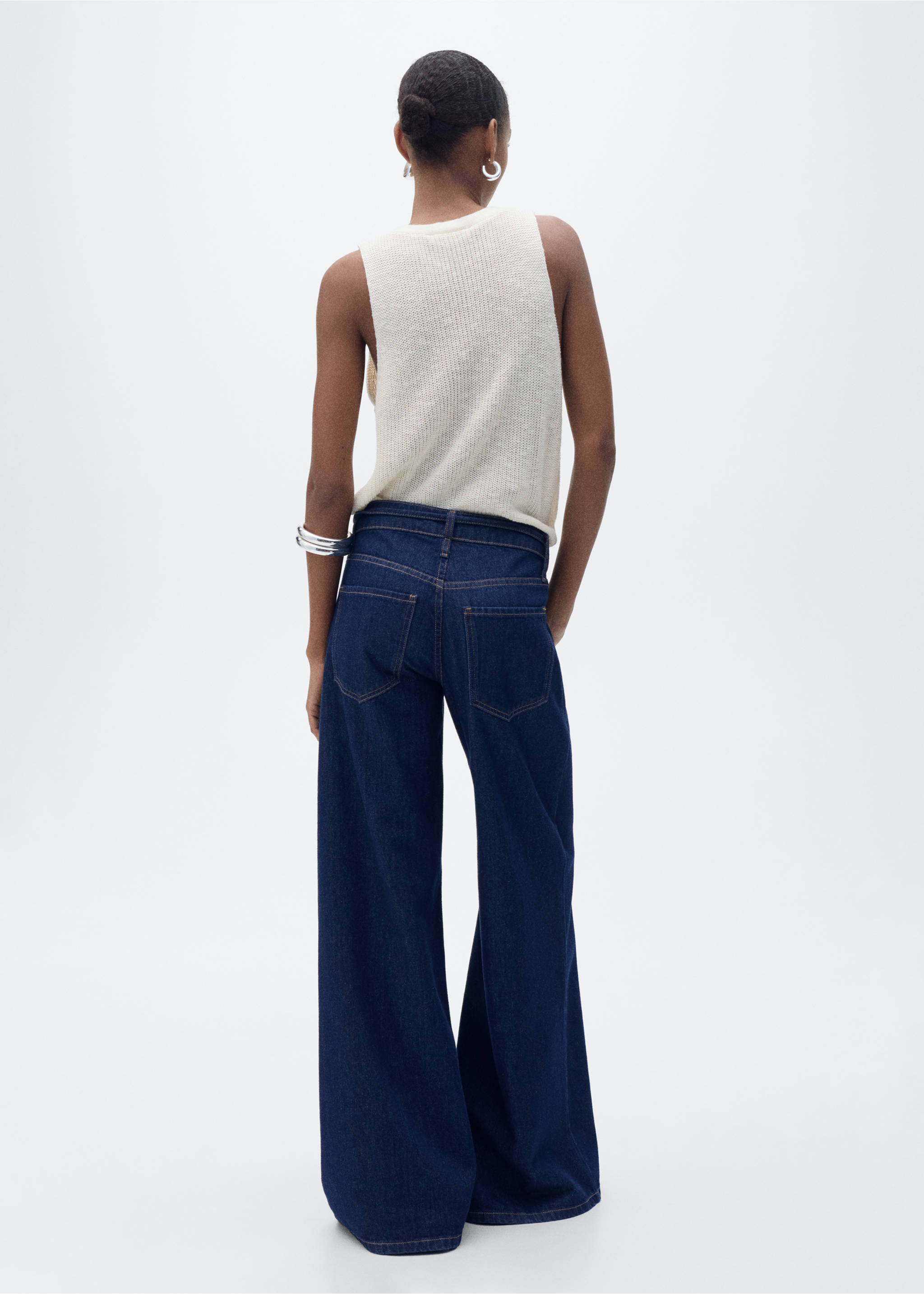 Chunky-knit waistcoat with buttons - Reverse of the article, Ecru. Ref: 87097164-00.