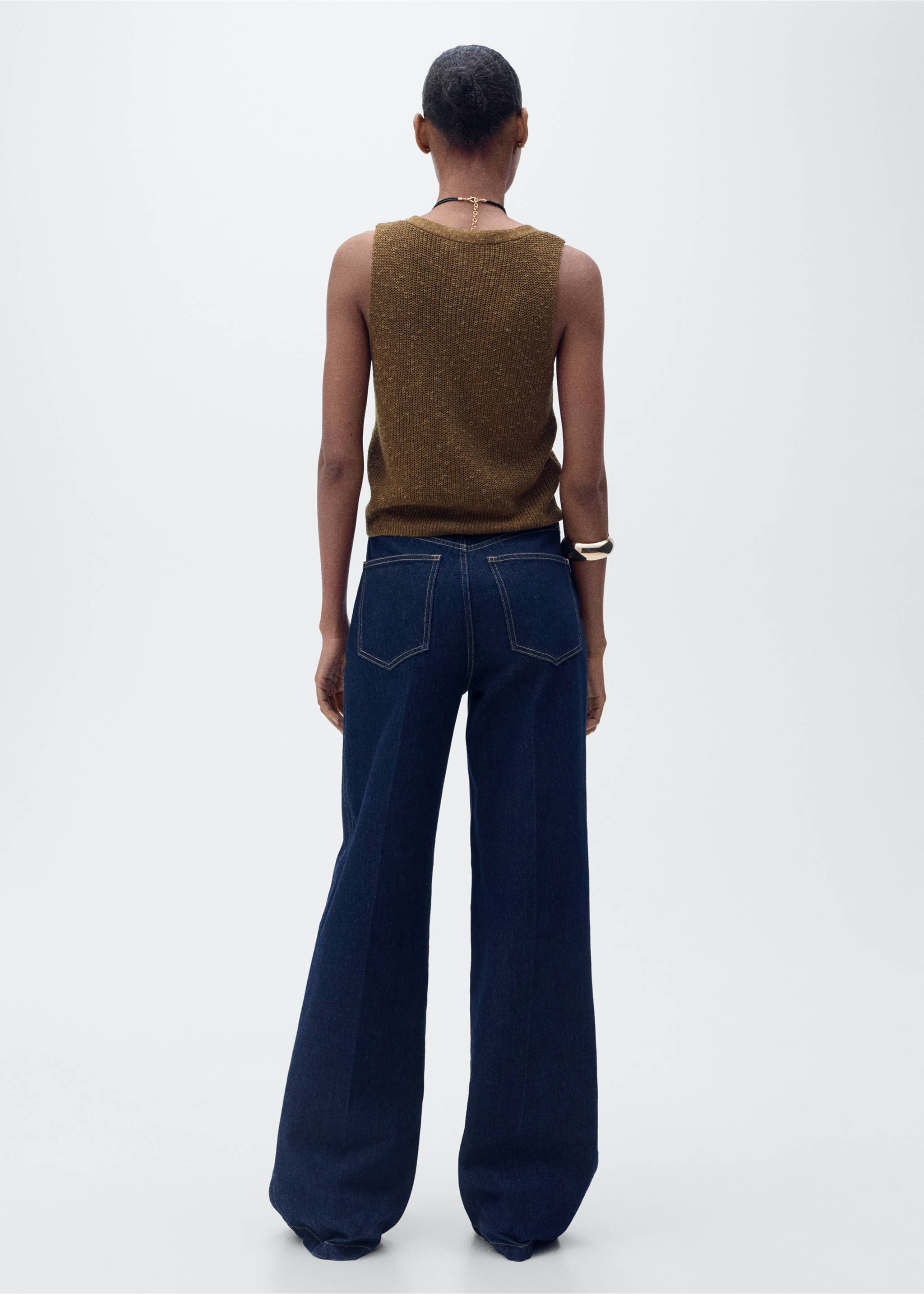 Colete de malha grossa com botões - Verso do artigo, Castanho-tabaco. Ref: 87097164-00.