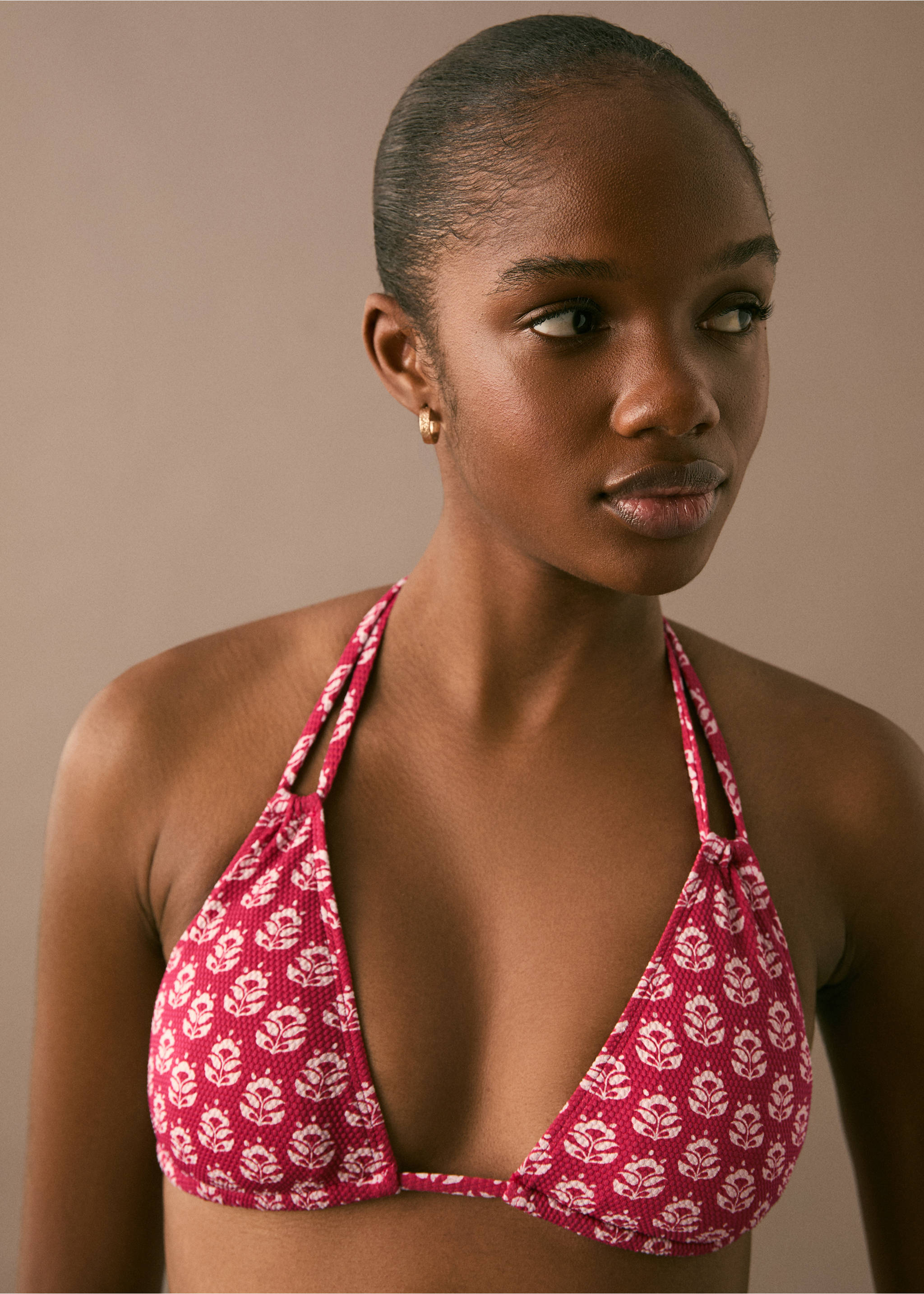 Bikini multiposición estampado - Detalle del artículo 4, Rojo. Ref: 87097165-00.