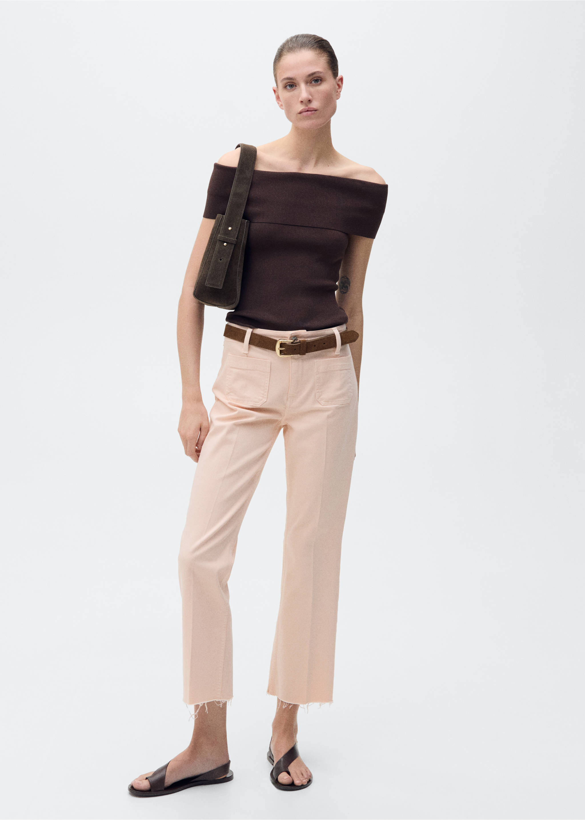 Flared-Jeans mit Taschen in Cropped-Länge - Allgemeine Ansicht, Rosa. Ref: 87097168-00.