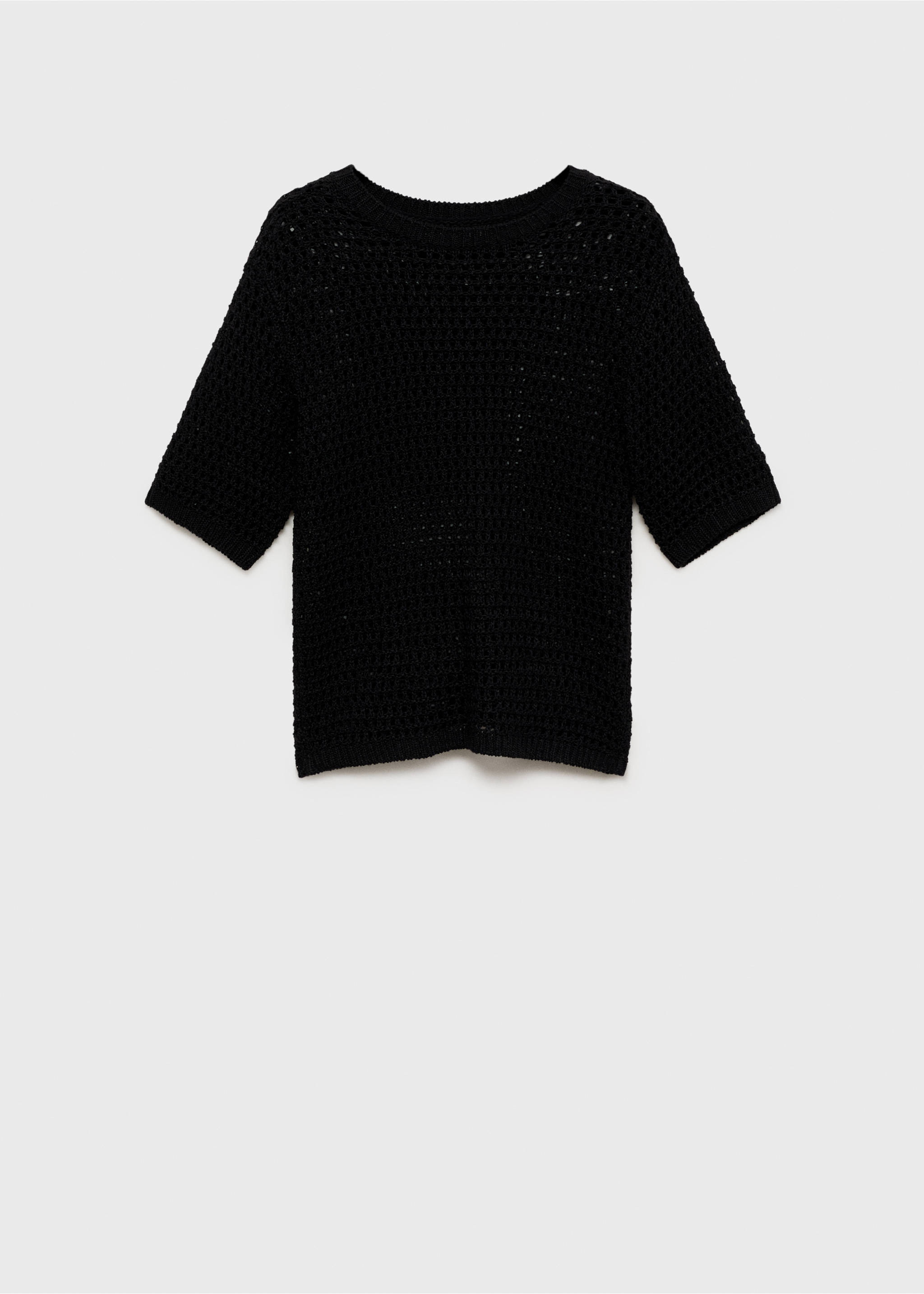 Pulover croșetat cu mâneci scurte - Articol fără model, Negru. Ref: 87097171-00.