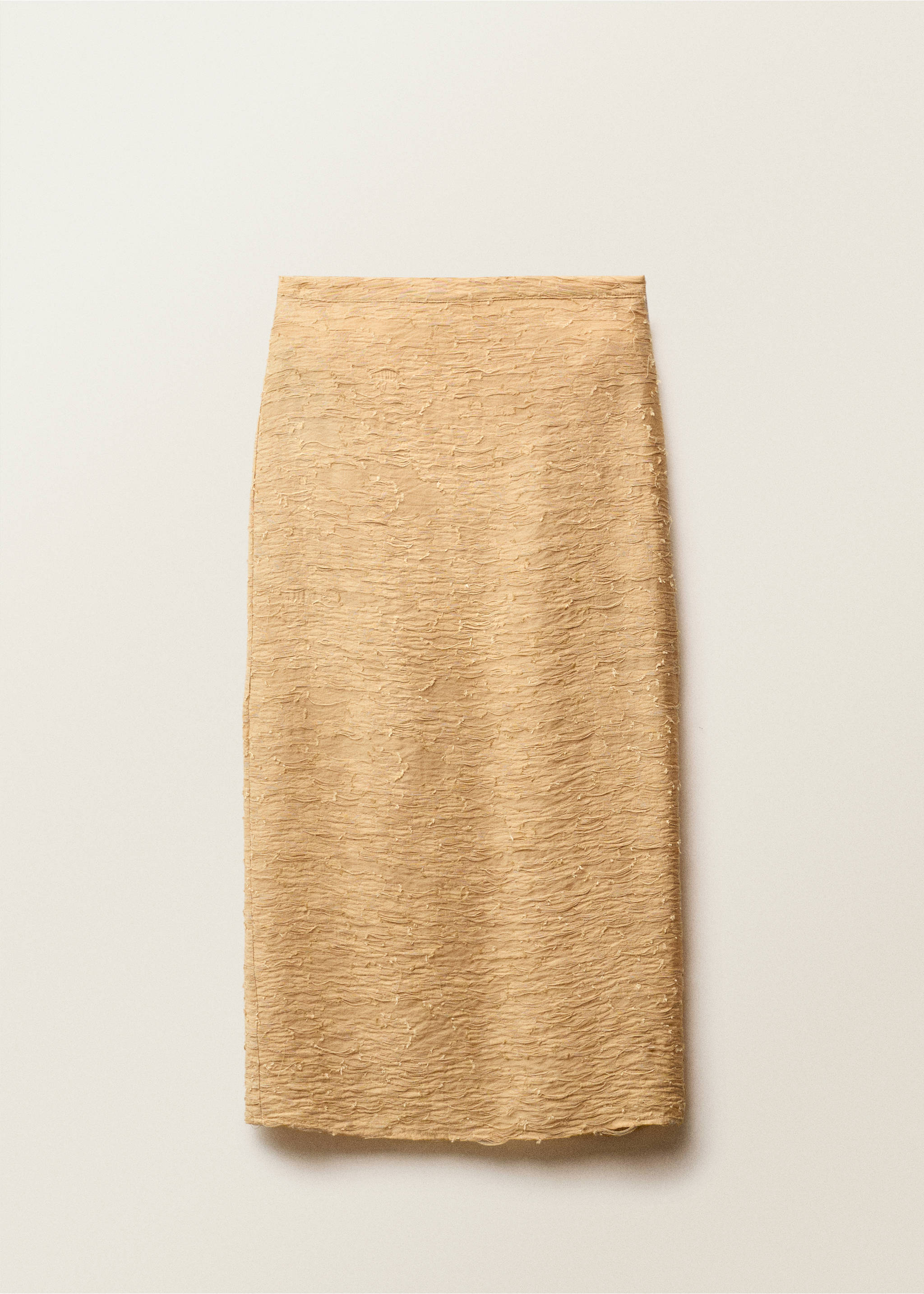 Textured straight skirt - Article without model, Mustard. Ref: 87097173-00.