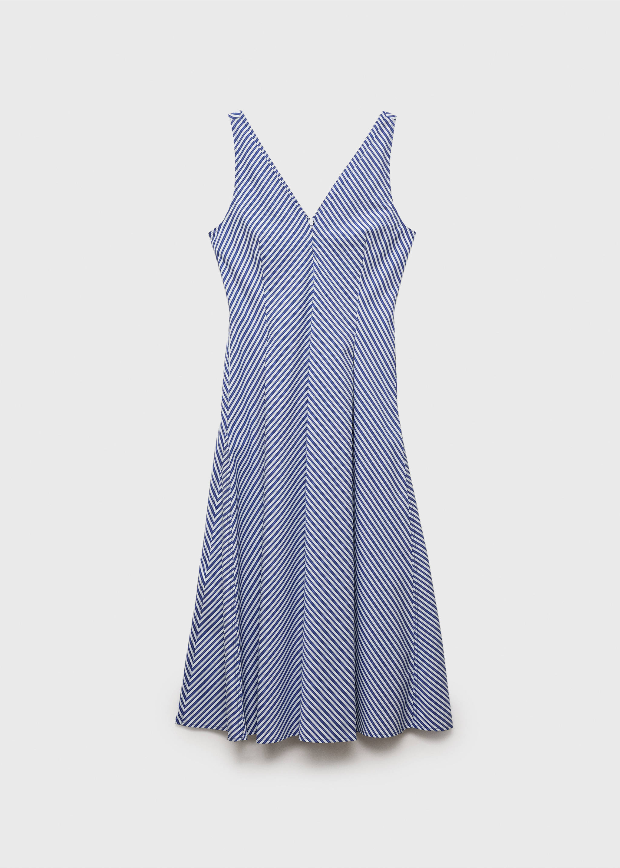 Striped flared midi-dress - Article without model, Blue. Ref: 87097174-00.