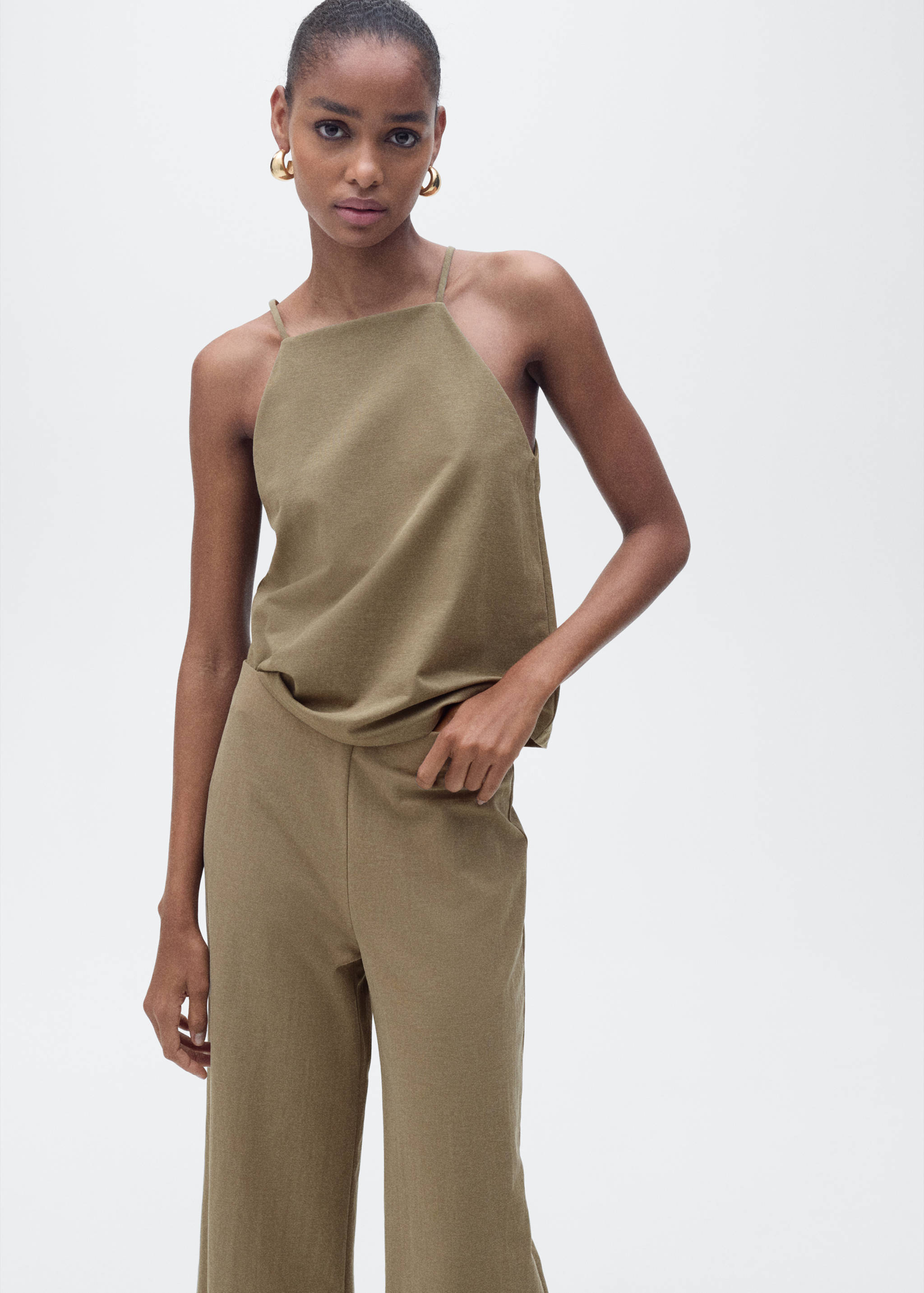 Cotton halter-neck top - Medium plane