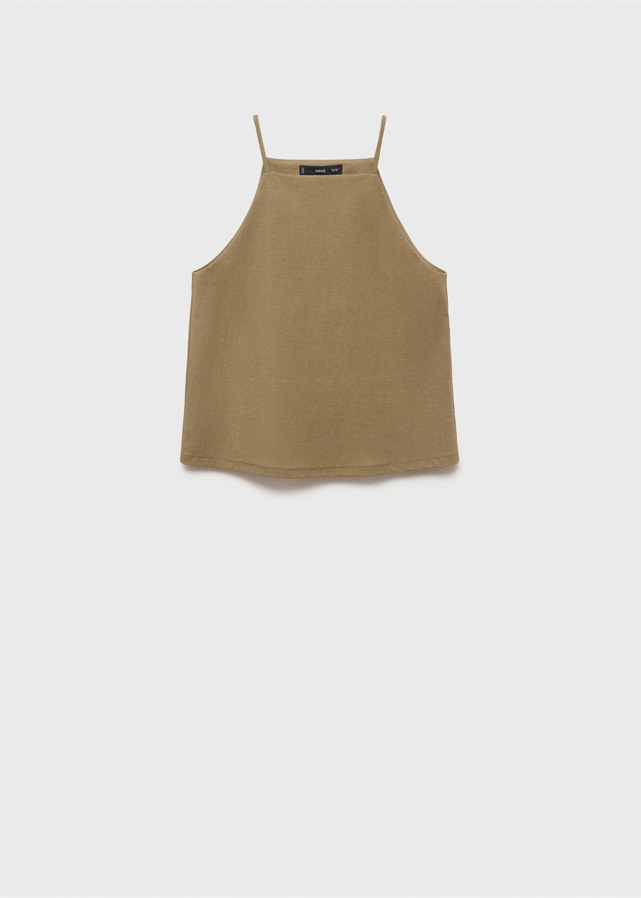 Cotton halter-neck top - Article without model, Khaki. Ref: 87097177-00.