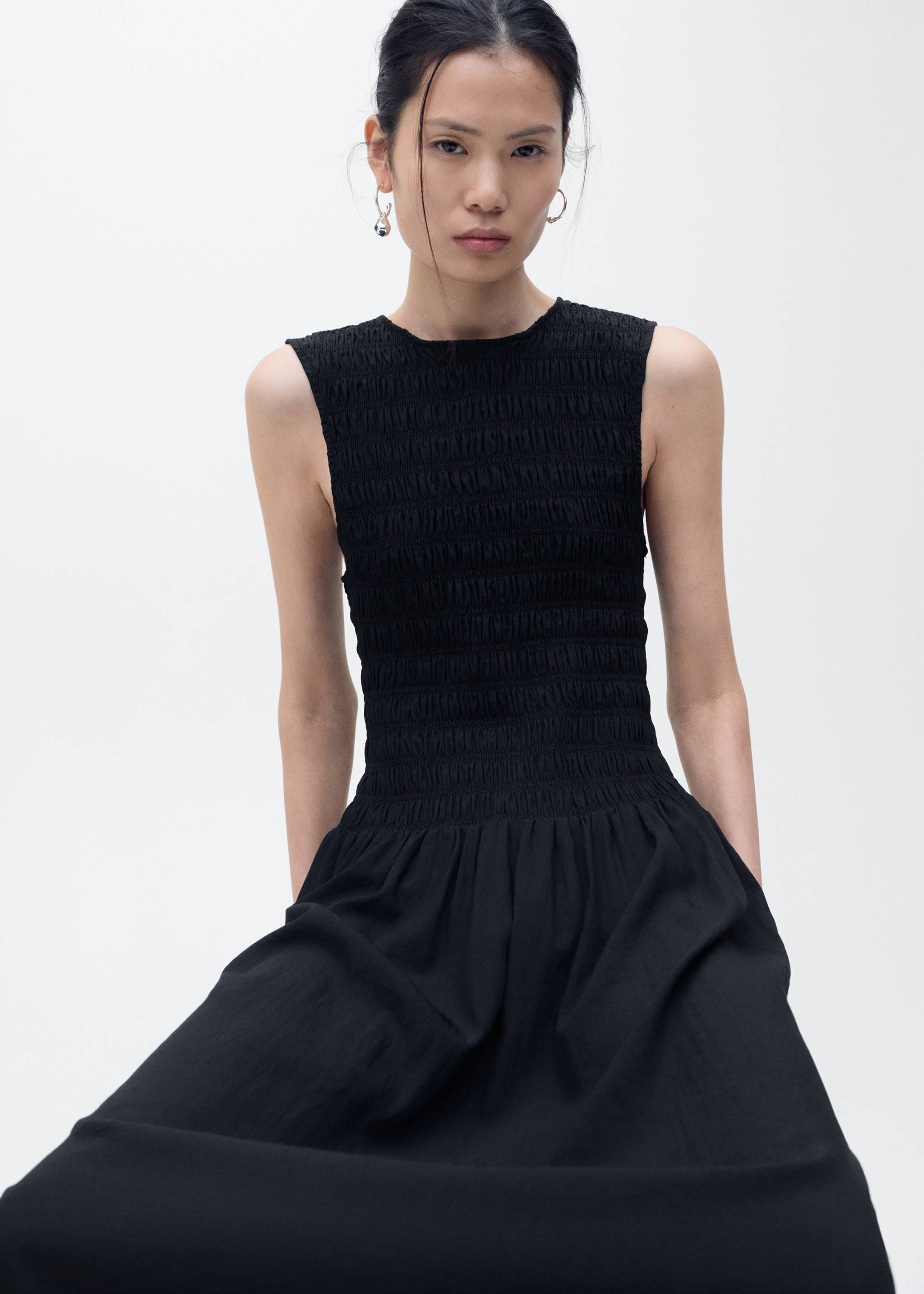 Flared dress with gathered body - Women | MANGO OUTLET USA