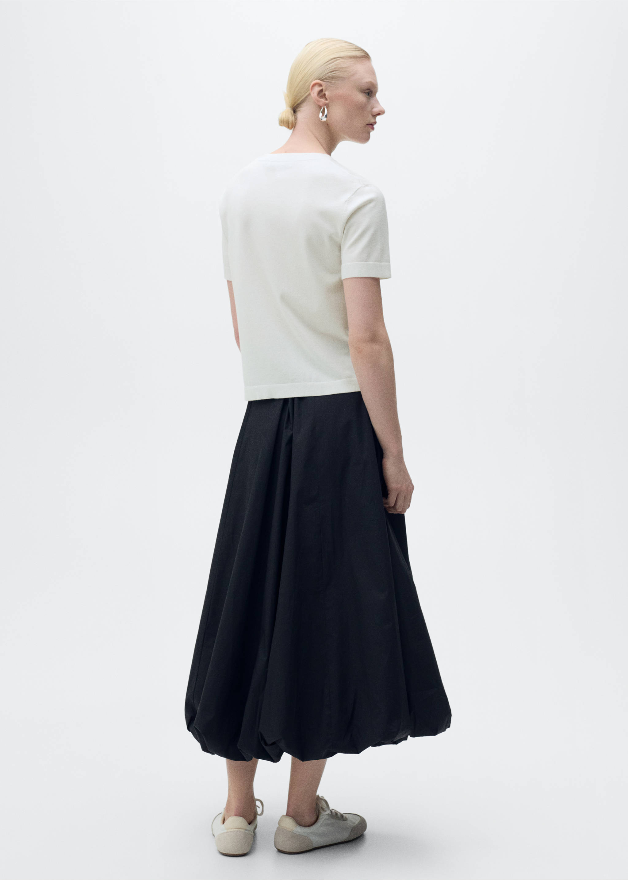 Pull-over maille fine manches courtes - Verso de l’article, Blanc. Ref: 87097181-00.