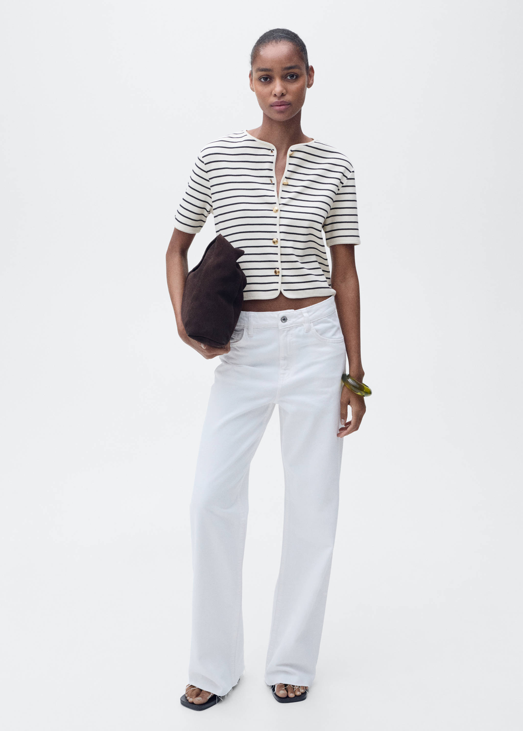 Short sleeve striped cardigan - General plane