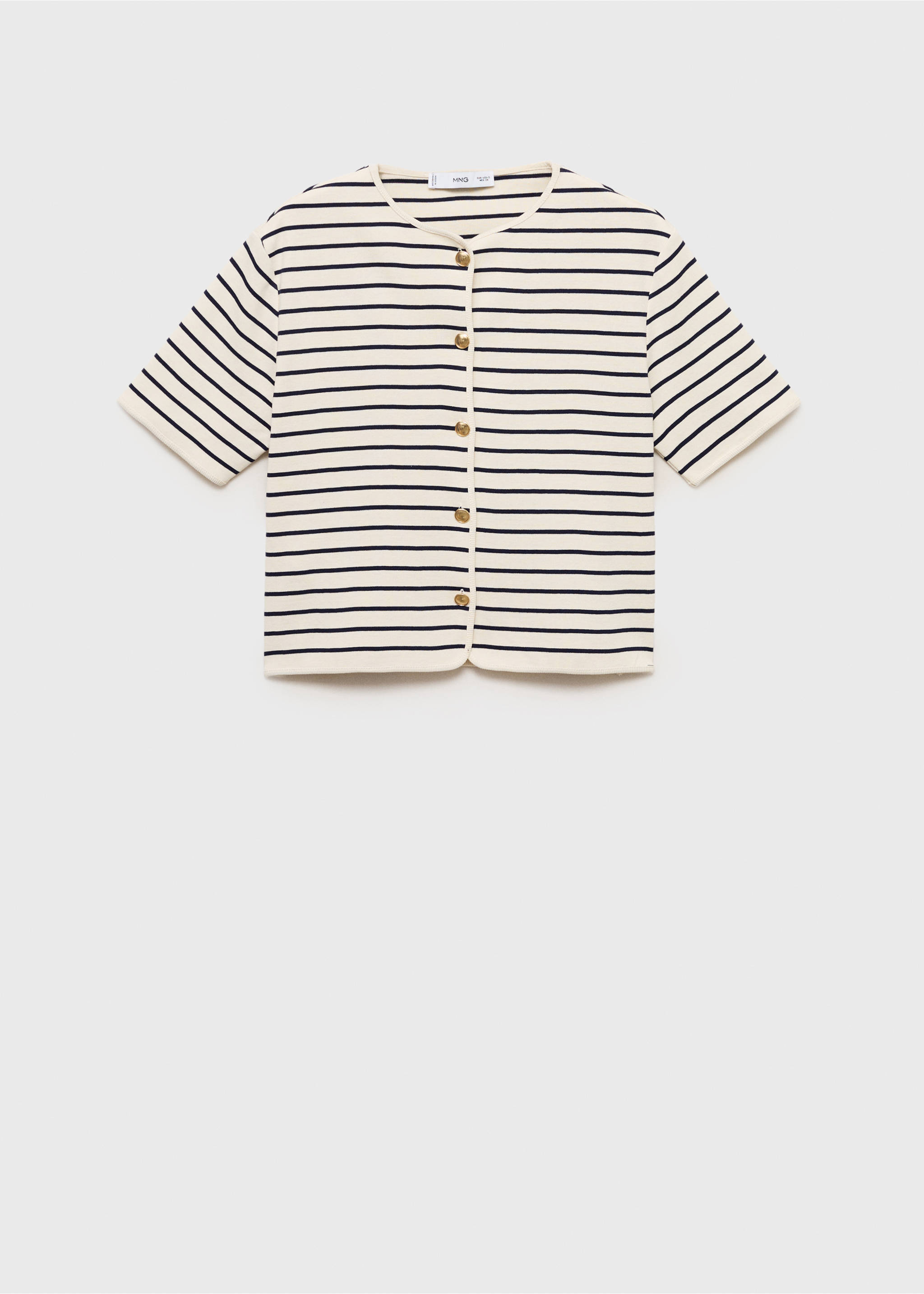 Short sleeve striped cardigan - Article without model, Dark Navy. Ref: 87097182-00.