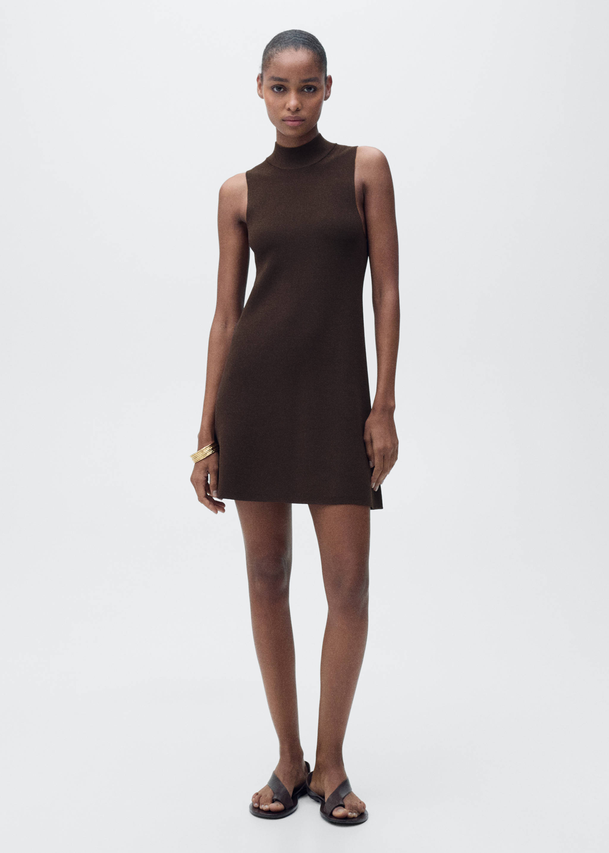 Perkins-neck knitted dress - General plane