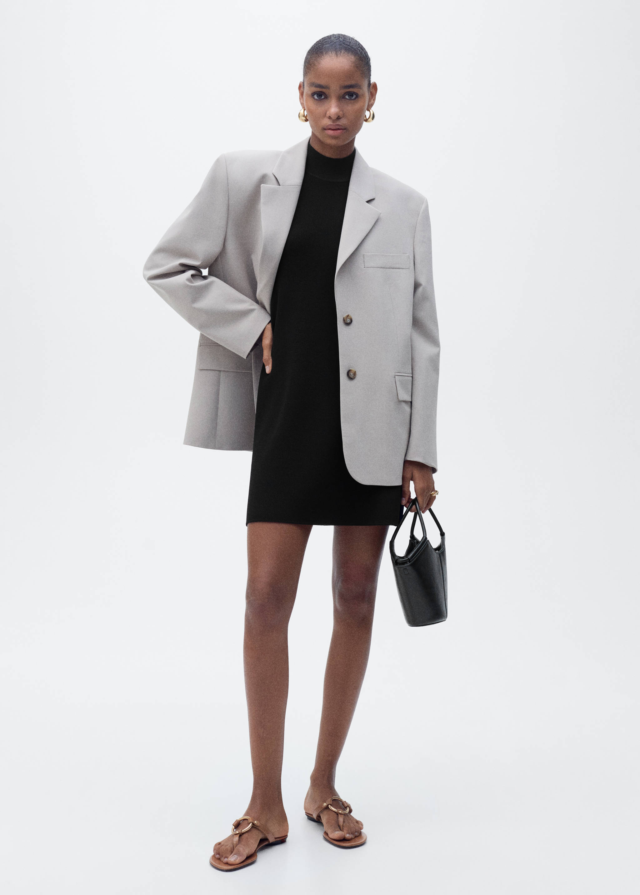 Perkins-neck knitted dress - General plane