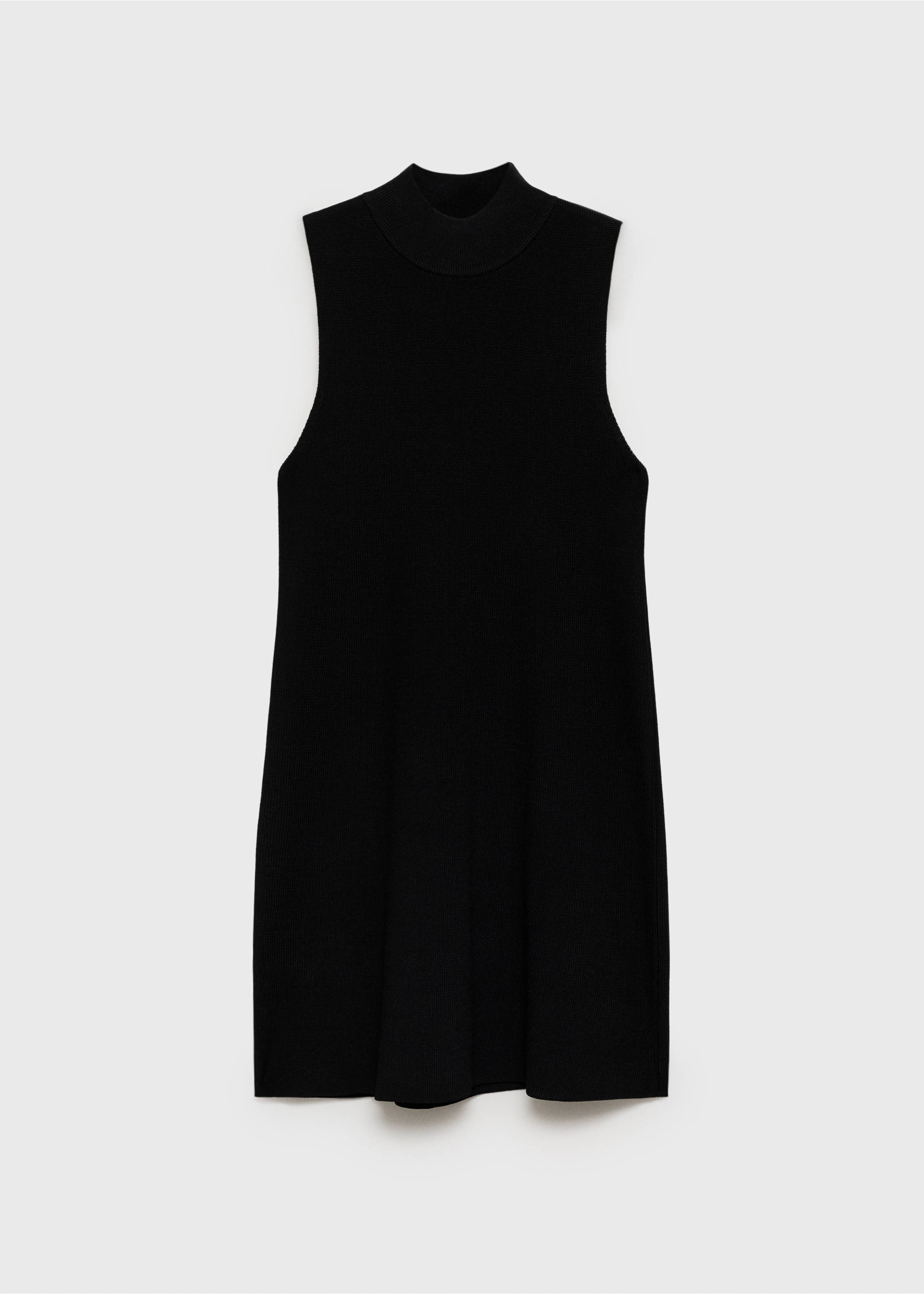 Perkins-neck knitted dress - Article without model, Black. Ref: 87097184-00.