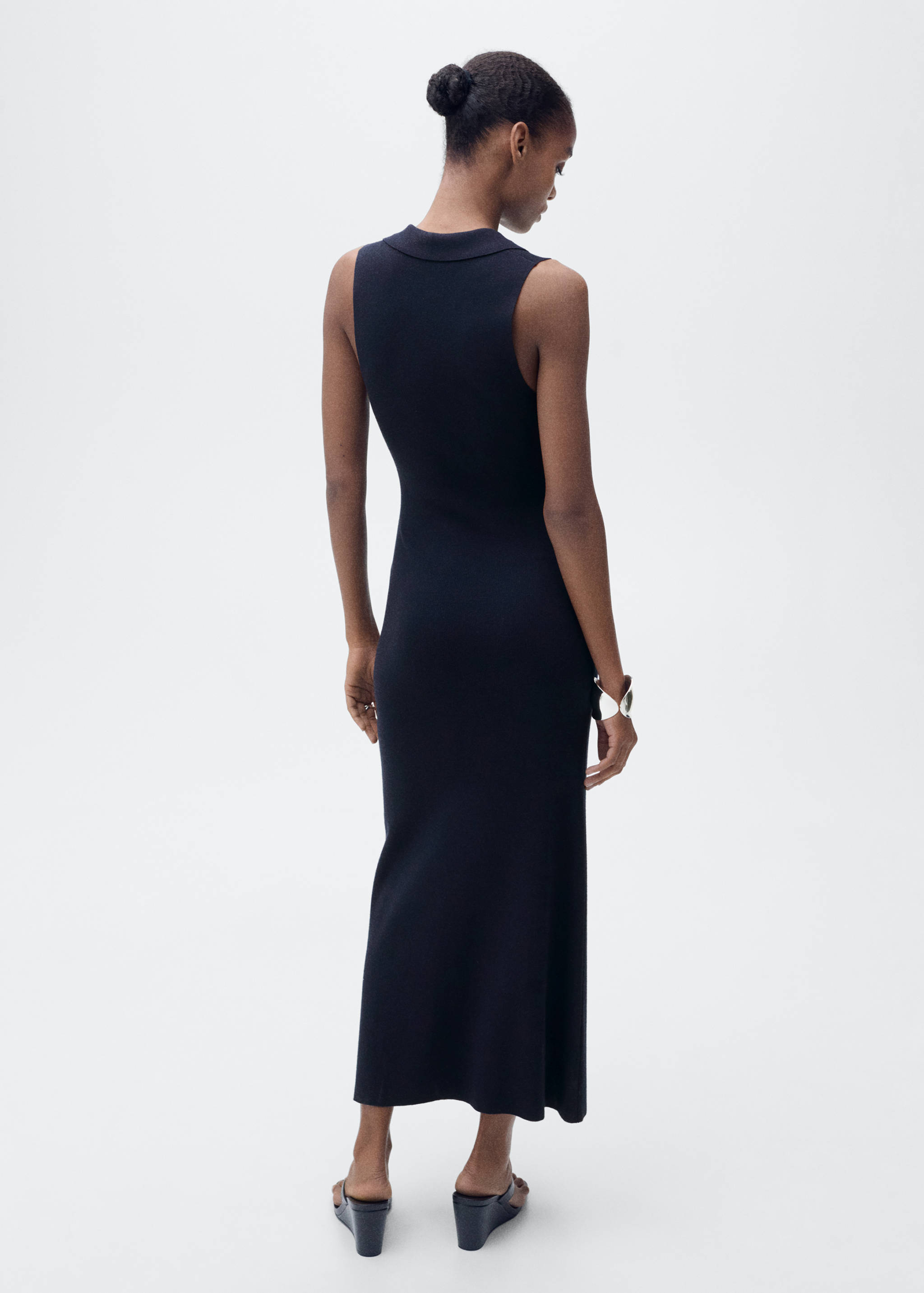 Rochie midi din tricot cu rever - Spatele articolului