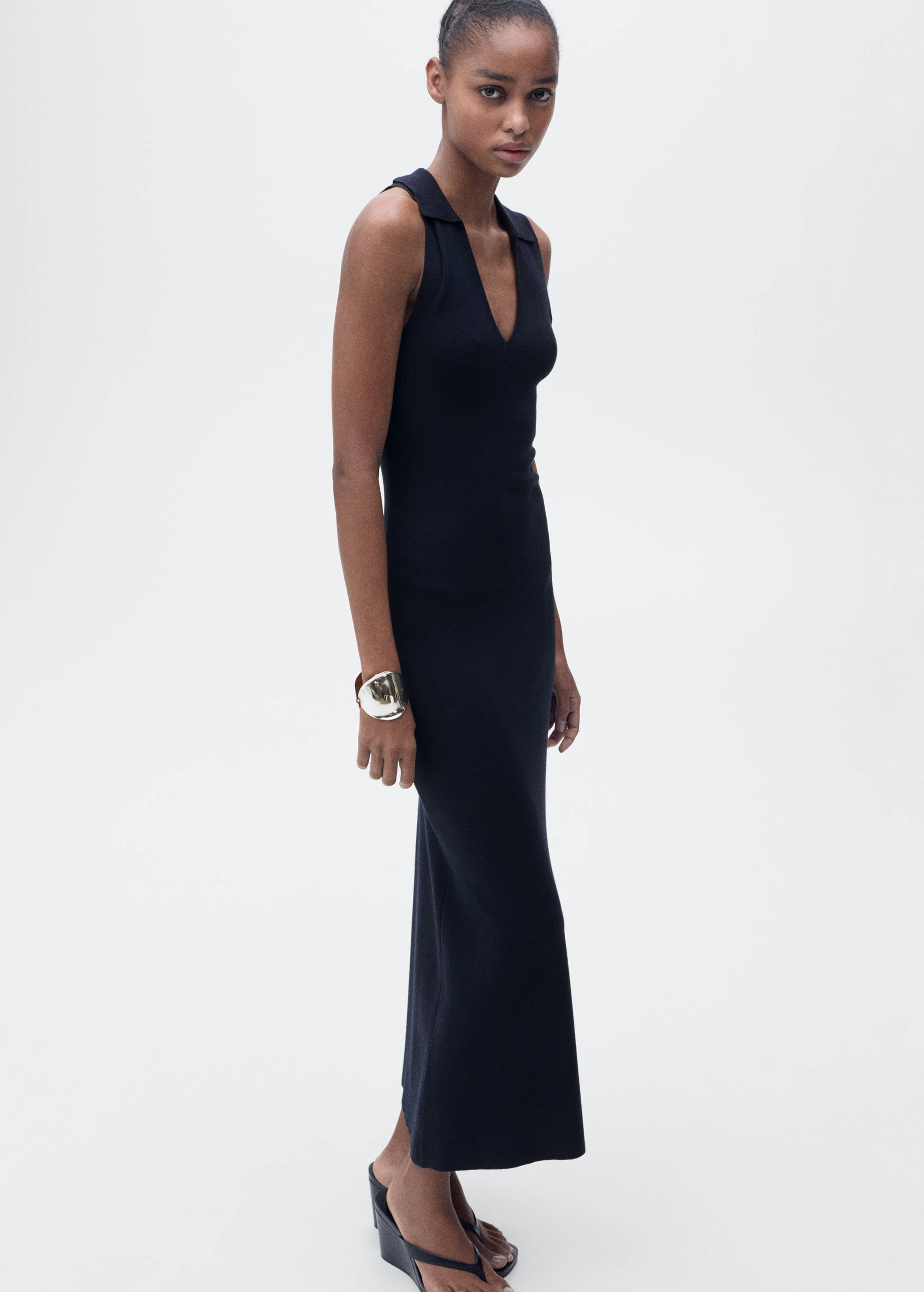 Rochie midi din tricot cu rever - Detaliu al articolului 2