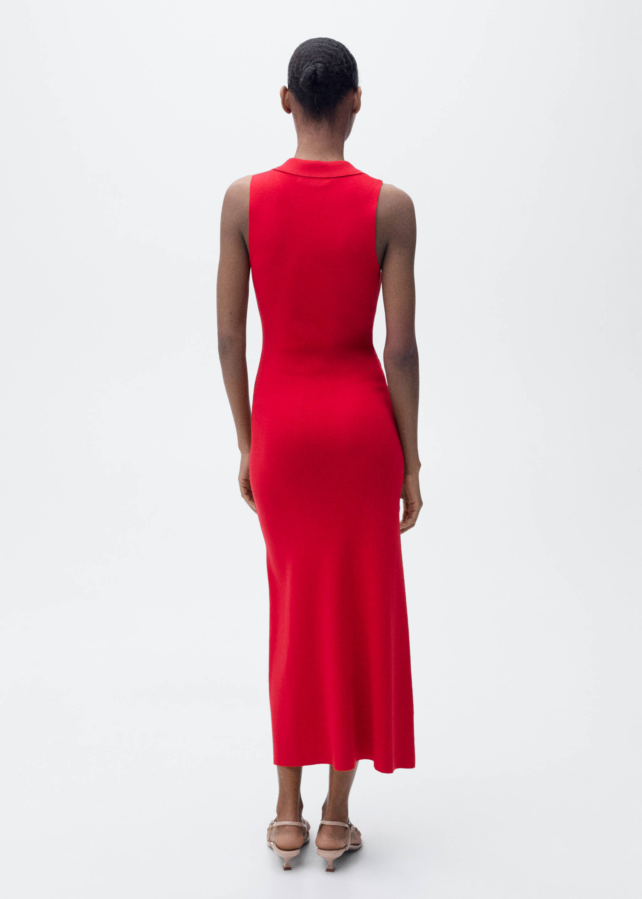 Knitted midi-dress with lapels - Reverse of the article