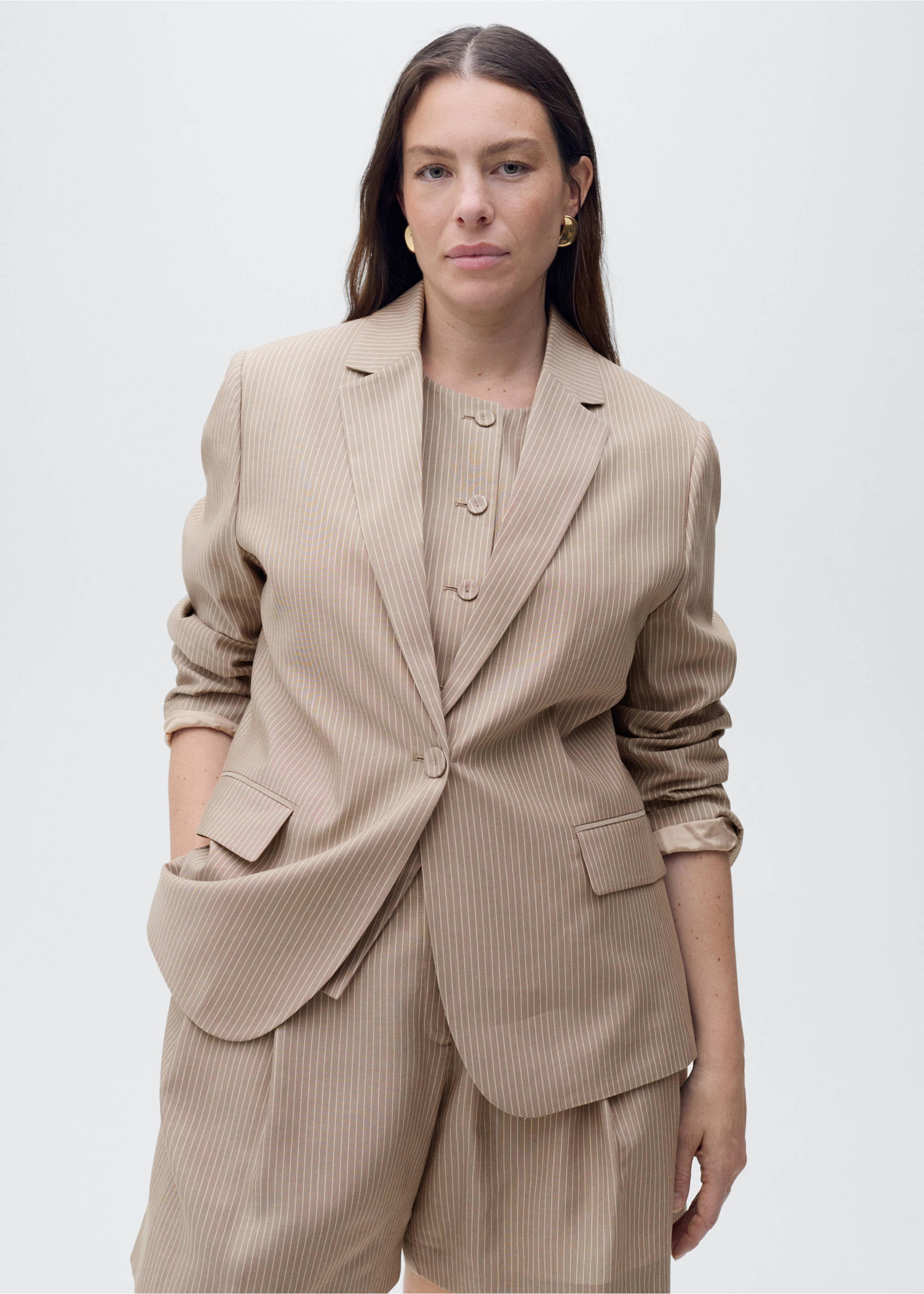 Lyocell suit blazer - Details of the article 5, Medium Brown. Ref: 87097186-00.