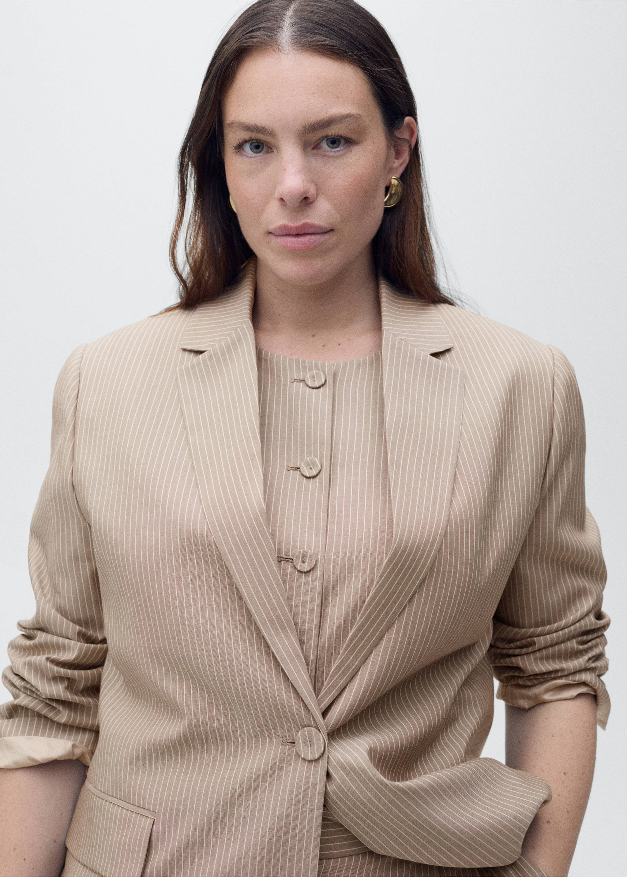 Lyocell suit blazer - Details of the article 4, Medium Brown. Ref: 87097186-00.