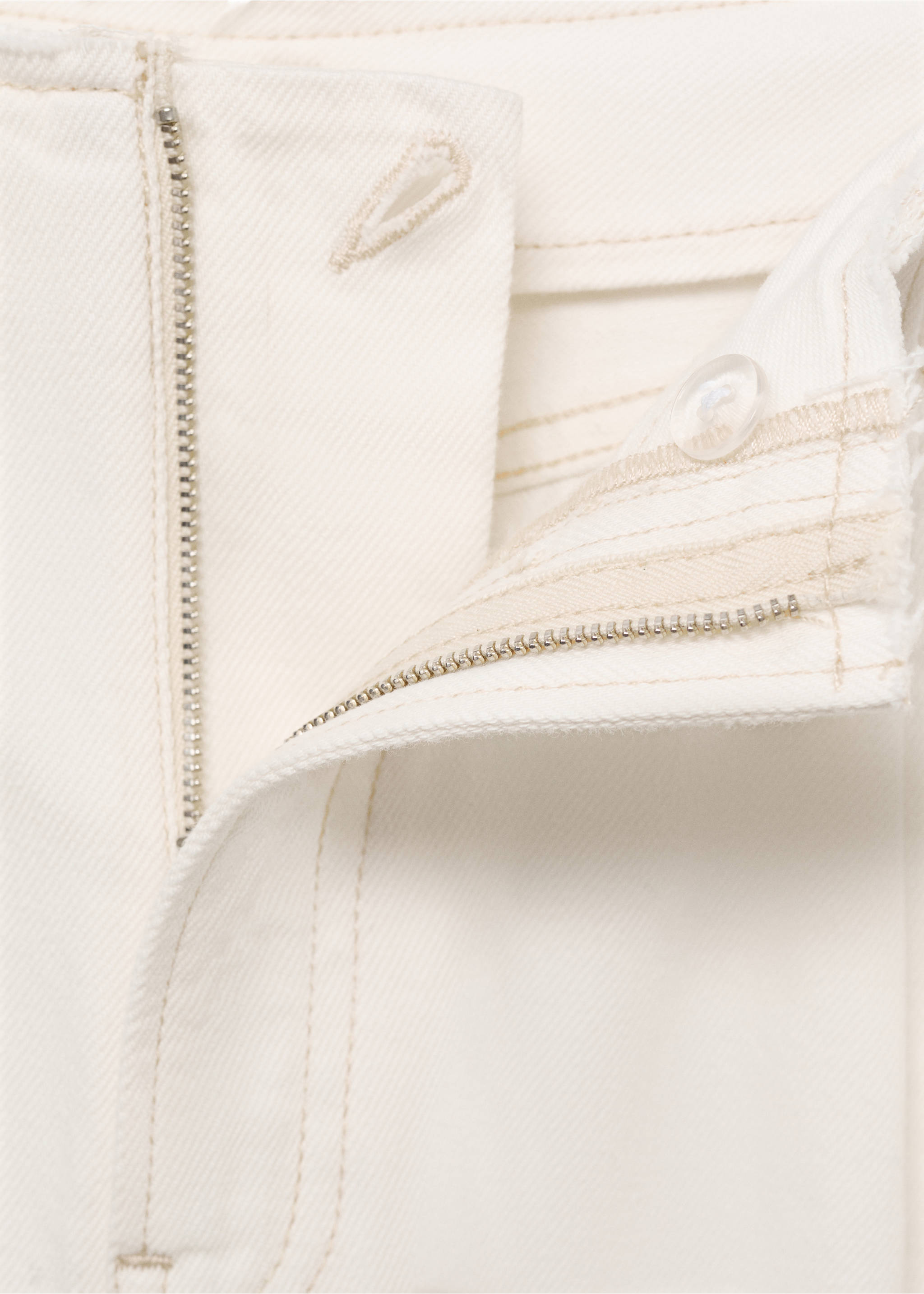 Wide leg denim trousers with frayed waist - Details of the article 8, Off White. Ref: 87097189-00.