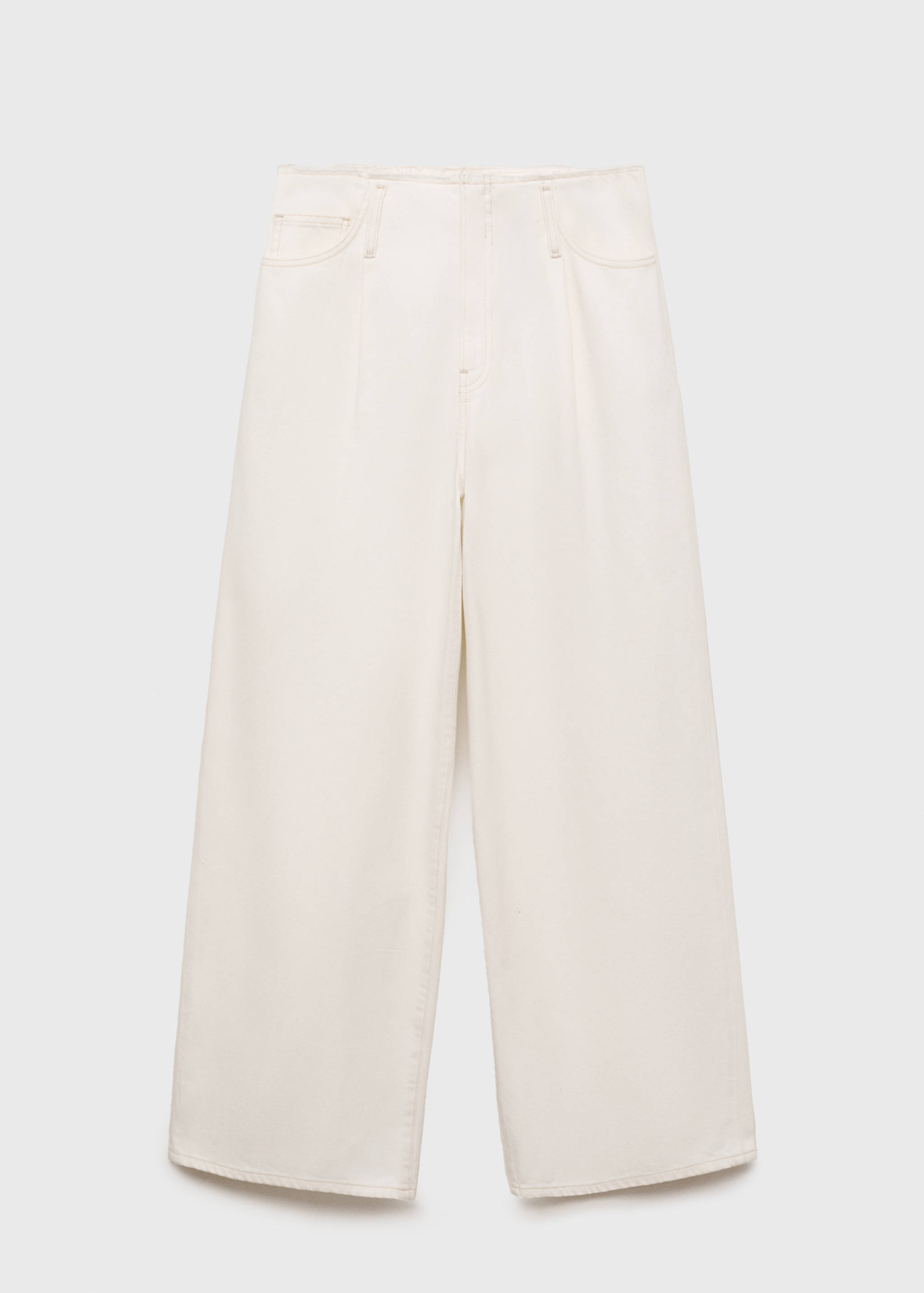 Pantalon en denim wideleg taille effilochée - Article sans modèle