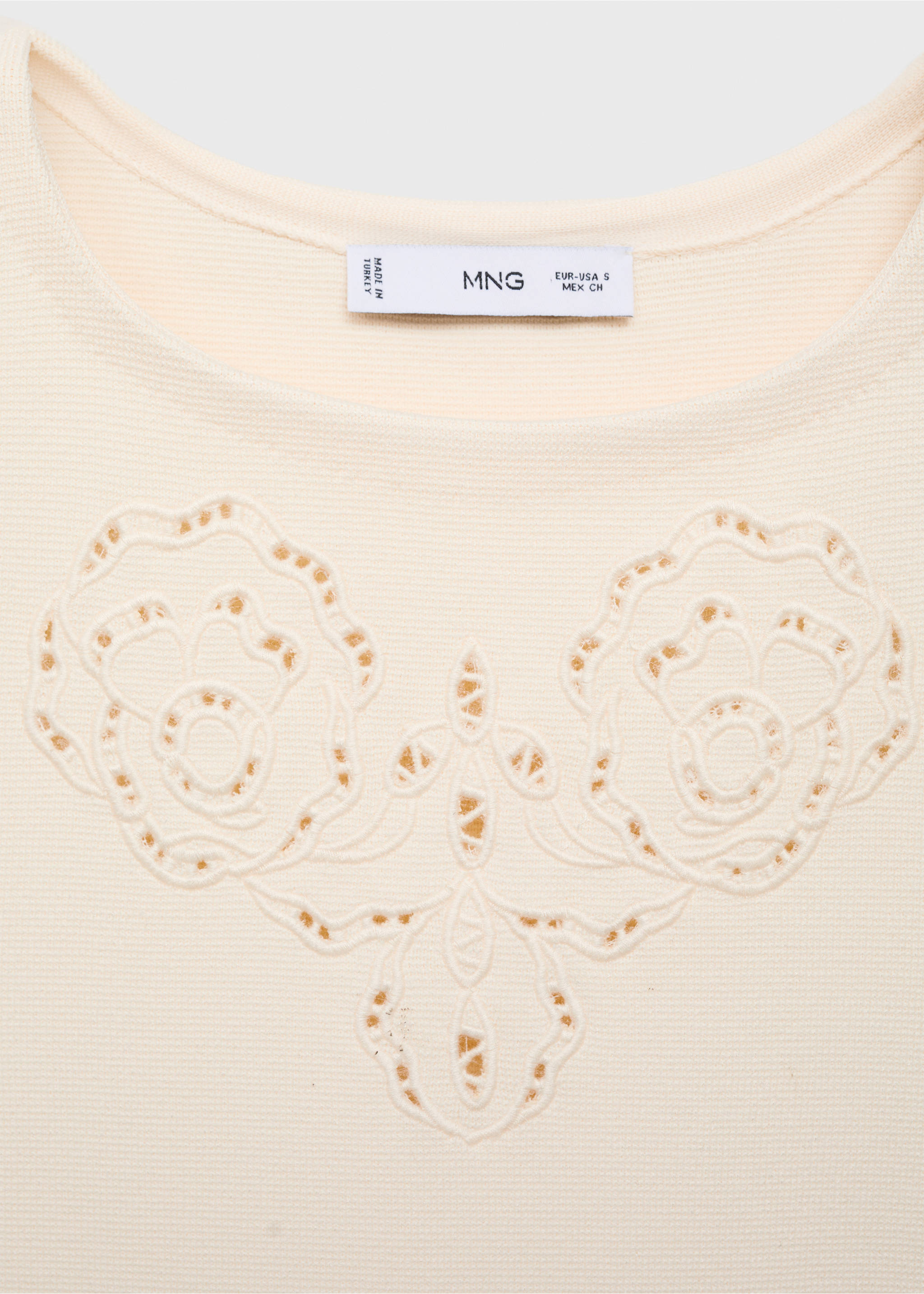 Vestido punto detalles calados - Detalle del artículo 8, Crudo. Ref: 87097190-00.