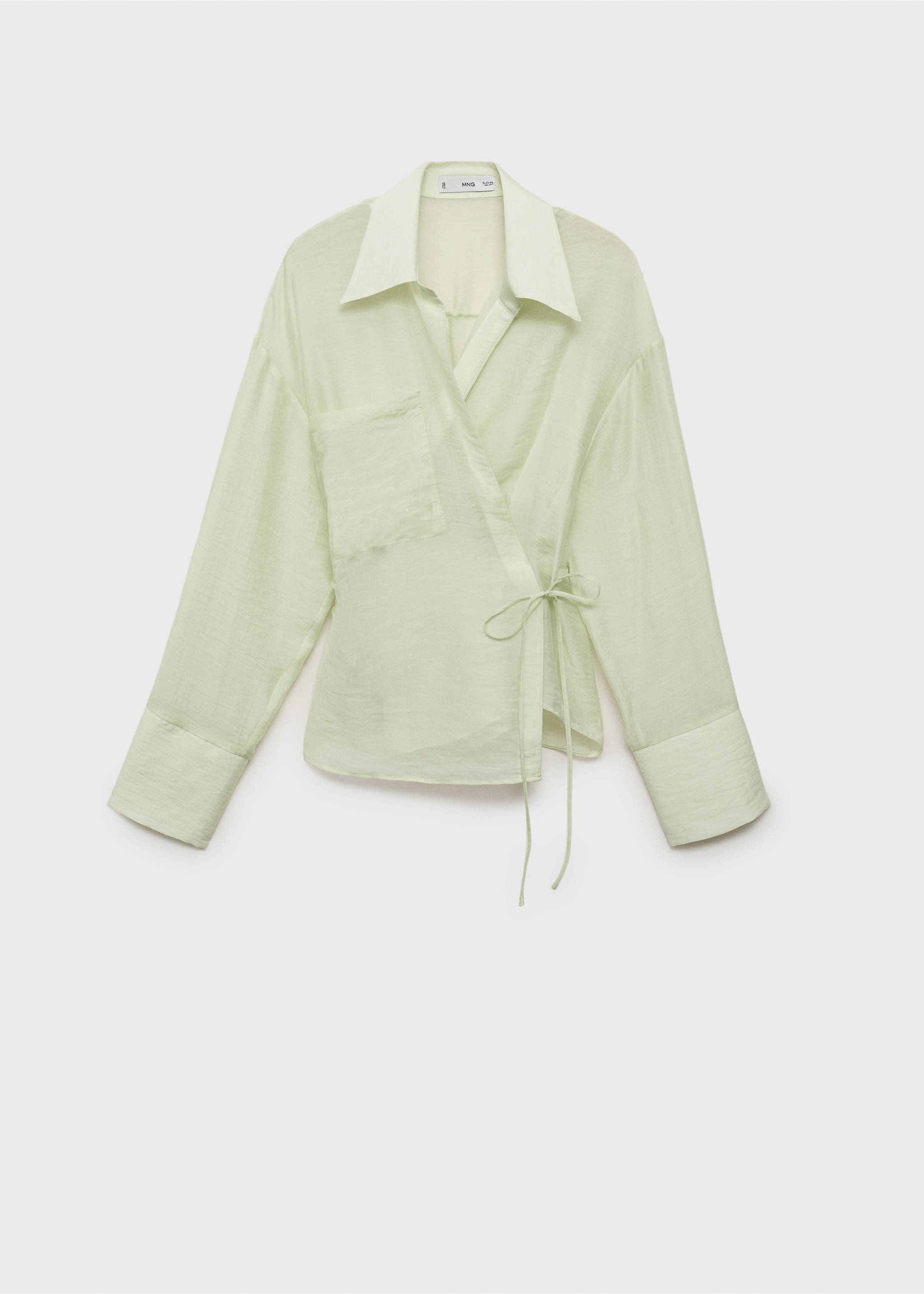 Lyocell wrap shirt with bow closure - Article without model, Aqua Green. Ref: 87097191-00.