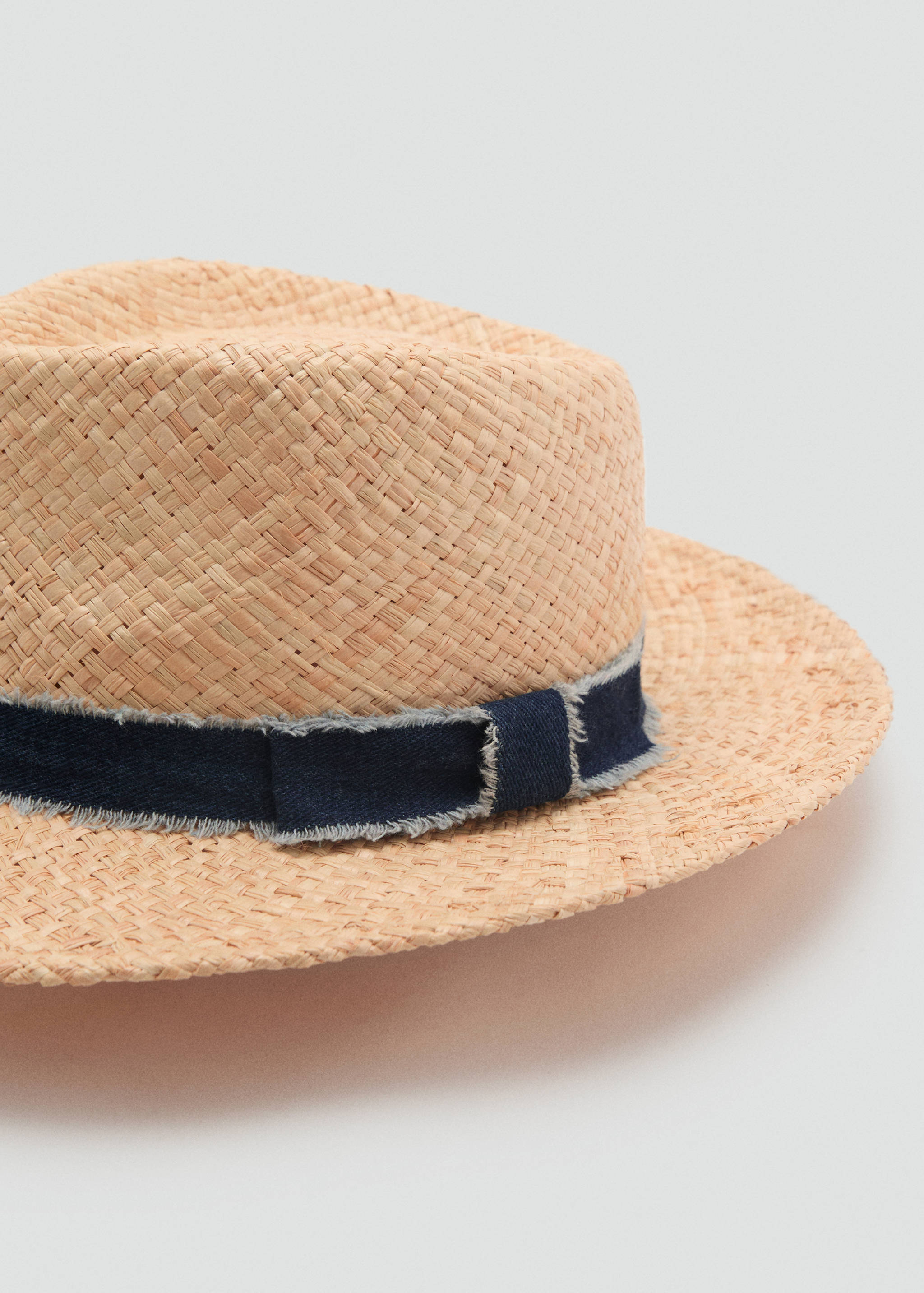 Raffia hat with denim bow - Details of the article 1