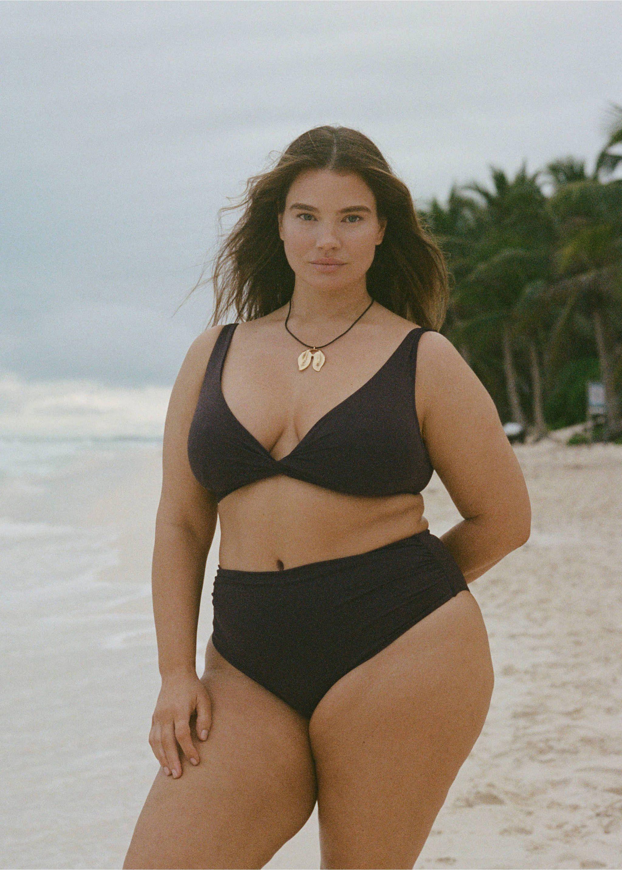 Culotte bikini taille haute drapée - Détail de l'article 3, Chocolat. Ref: 87097675-00.