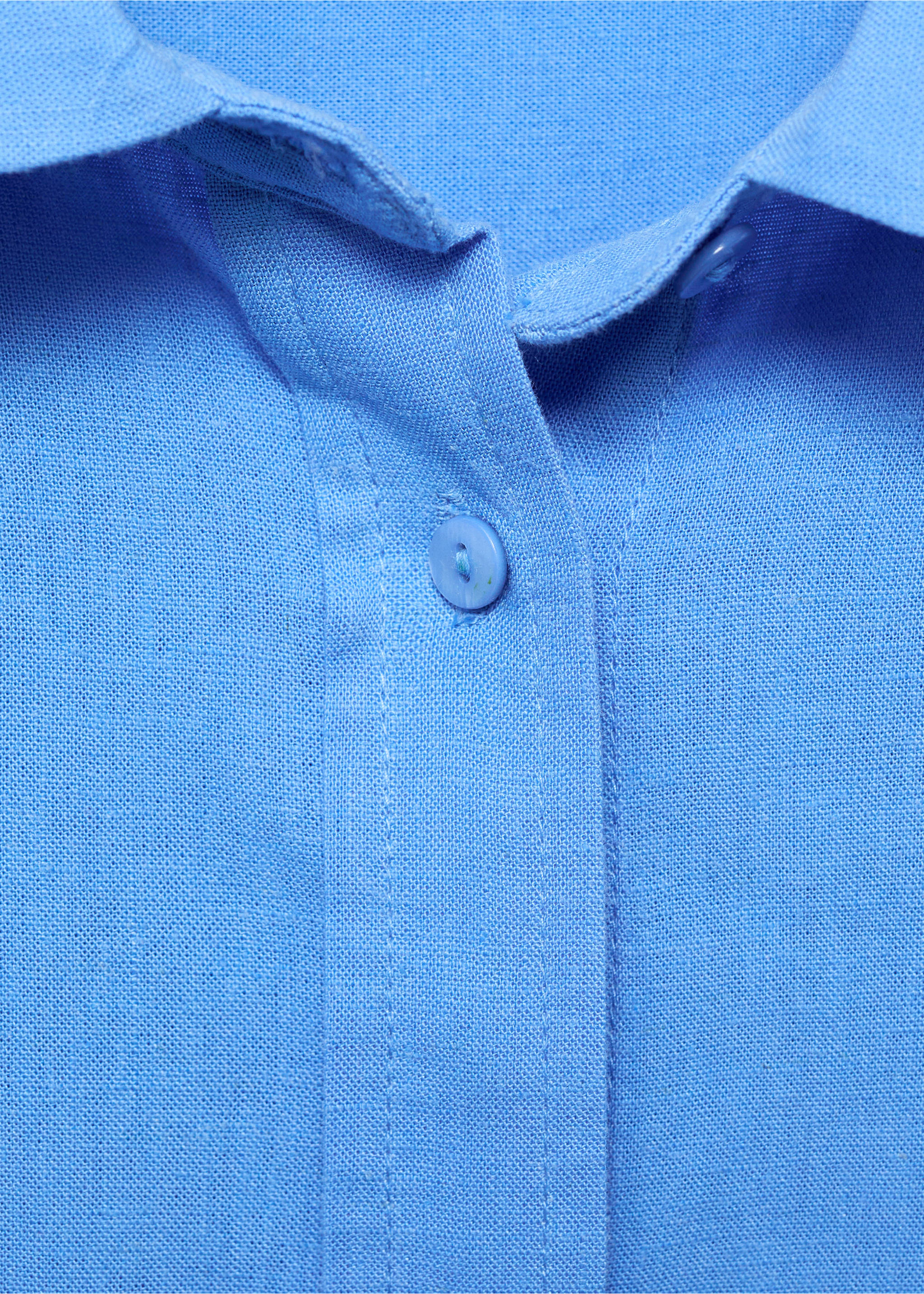 Regular-fit linen shirt - Details of the article 8, Sky Blue. Ref: 87097681-00.
