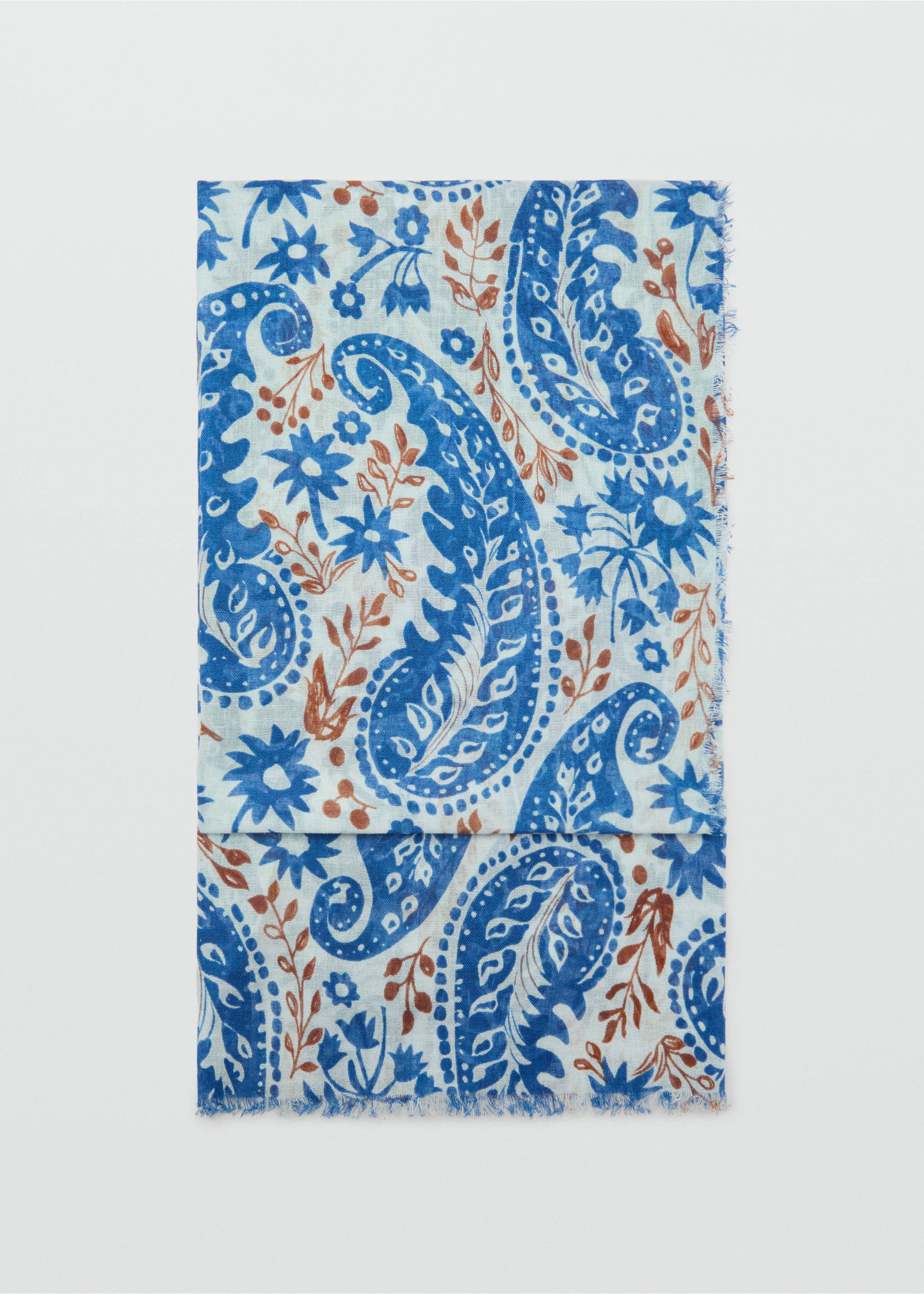 Fular paisley mezcla lino - Artículo sin modelo, Azul. Ref: 87097684-00.
