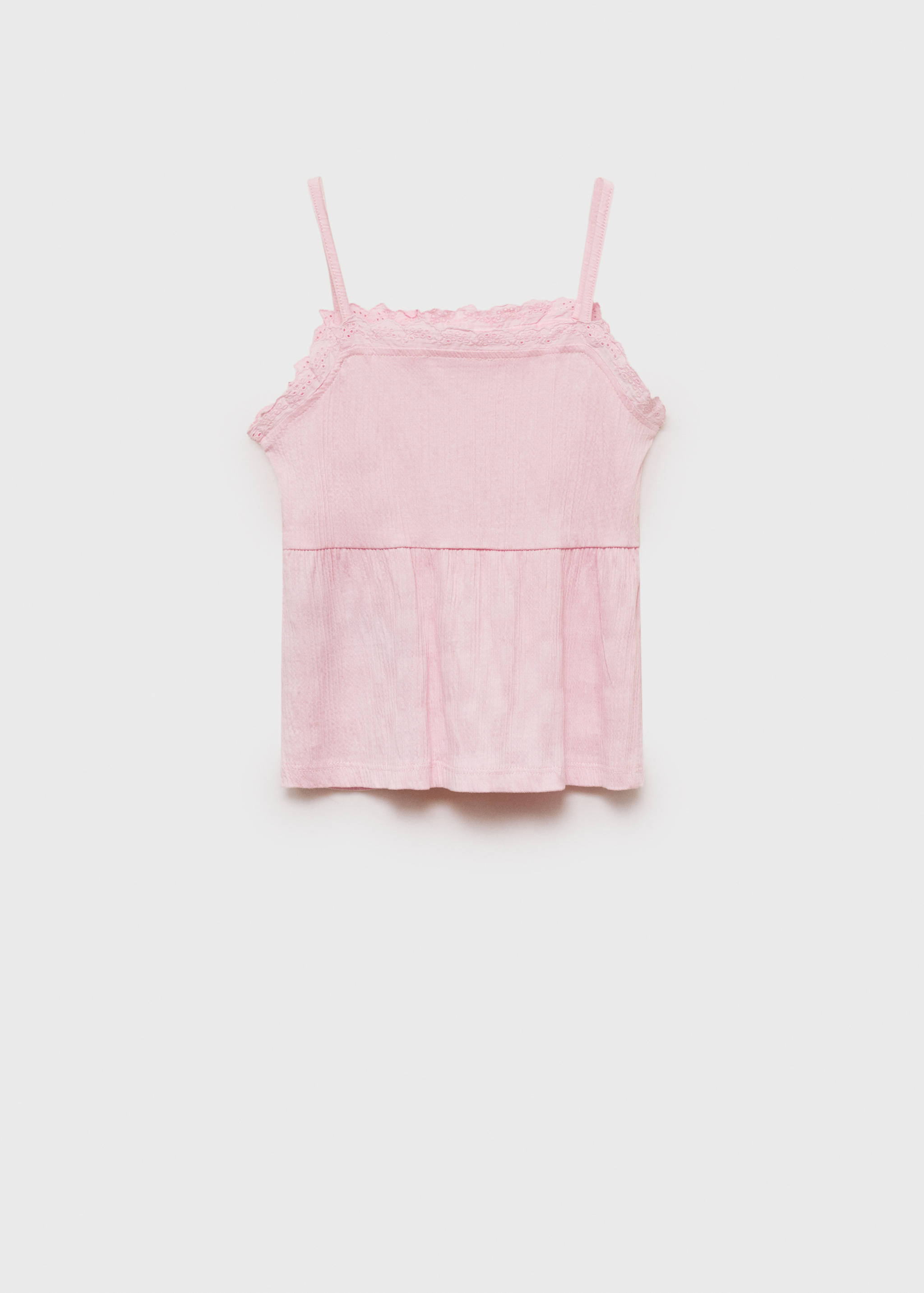 Pink kids' camisole top with thin straps and back view.