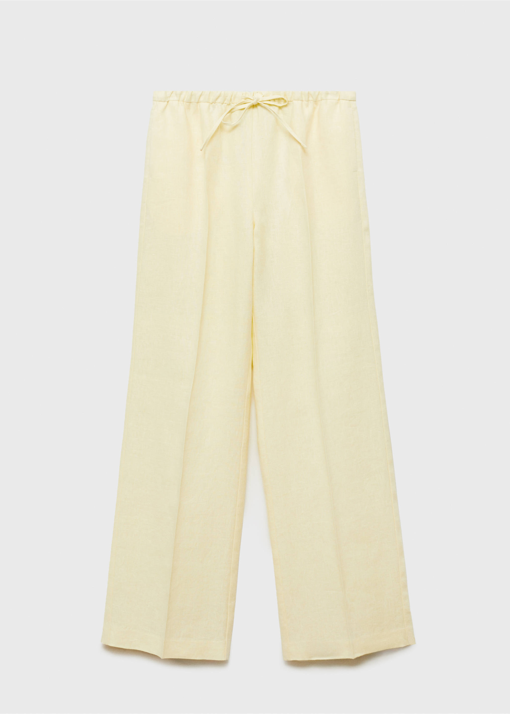 Straight-fit linen trousers with bow - Article without model, Pastel Yellow. Ref: 87097691-00.