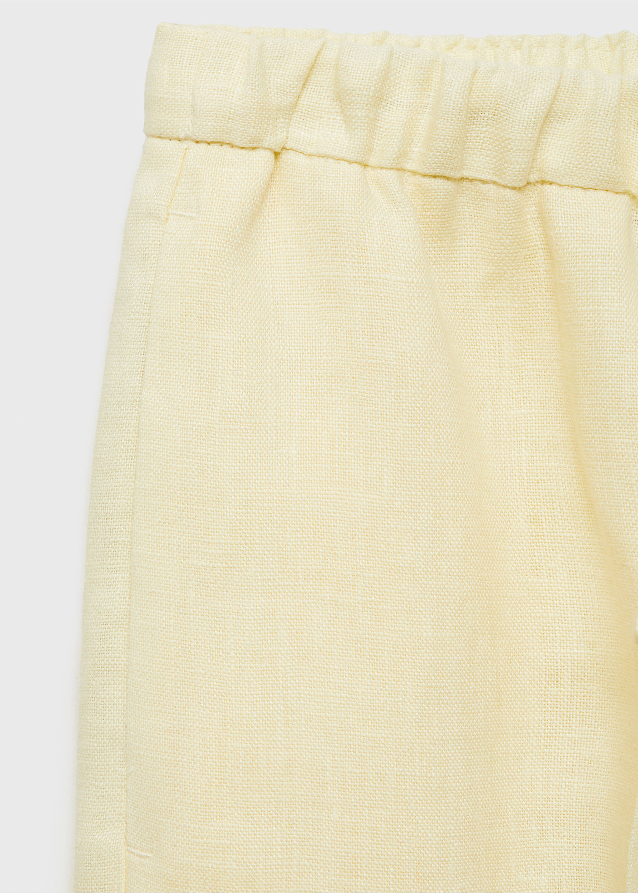 Straight-fit linen trousers with bow - Details of the article 0, Pastel Yellow. Ref: 87097691-00.
