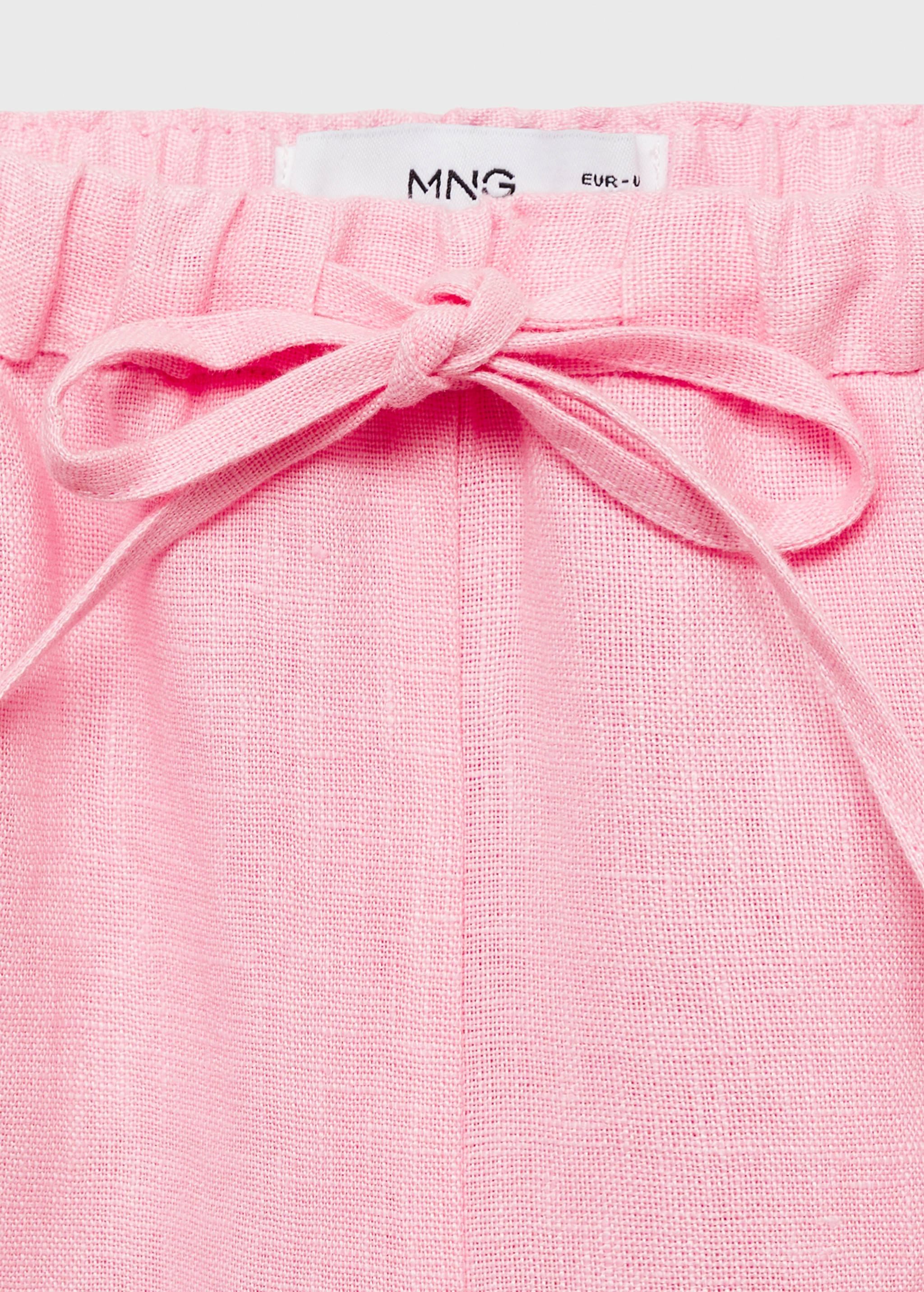 Straight-fit linen trousers with bow - Details of the article 0