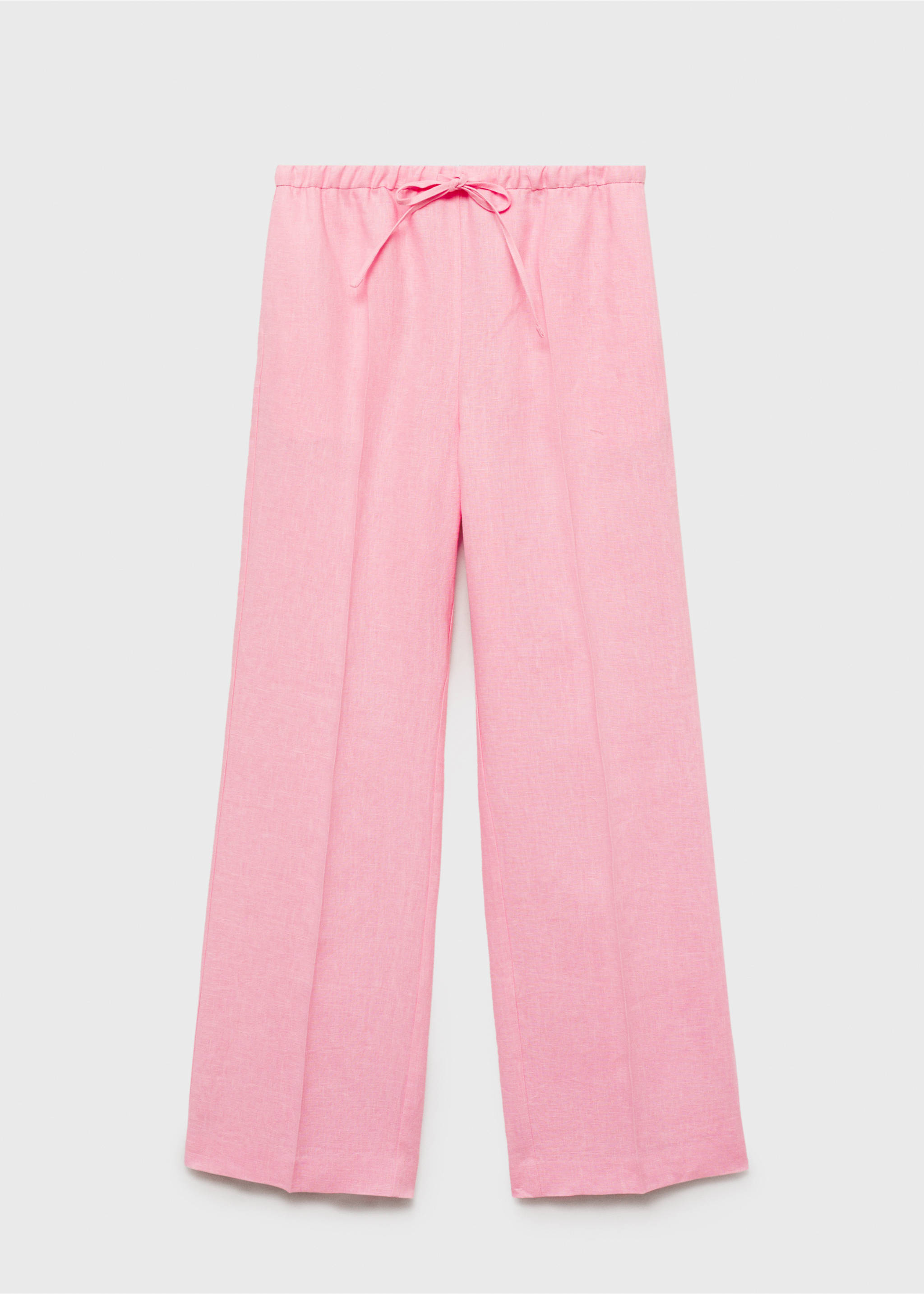 Pantalon droit lin nœud - Article sans modèle, Rose clair. Ref: 87097691-00.