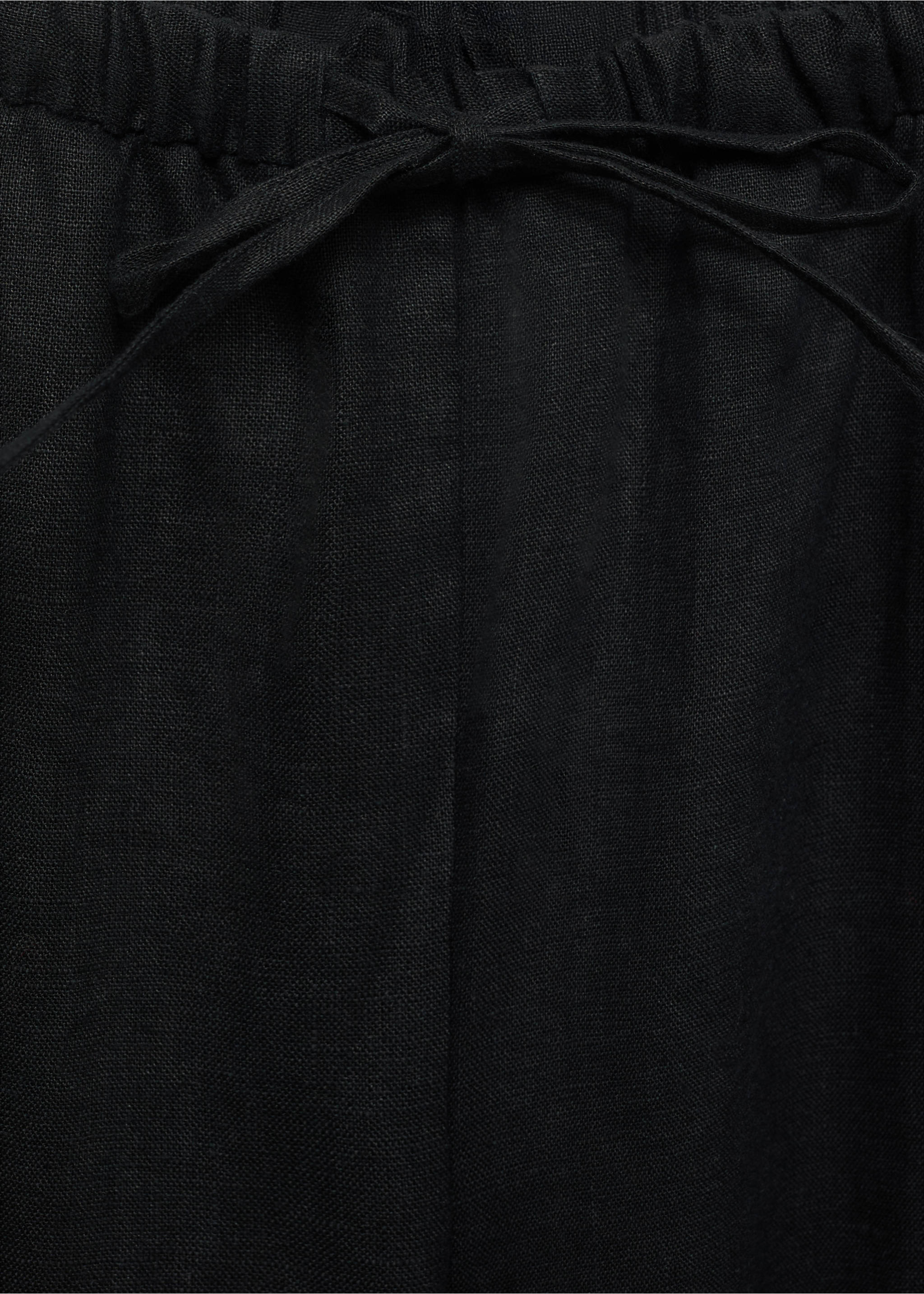 Egyenes szabású szalagos lennadrág - A termék adatai 8, Fekete. Ref: 87097691-00.