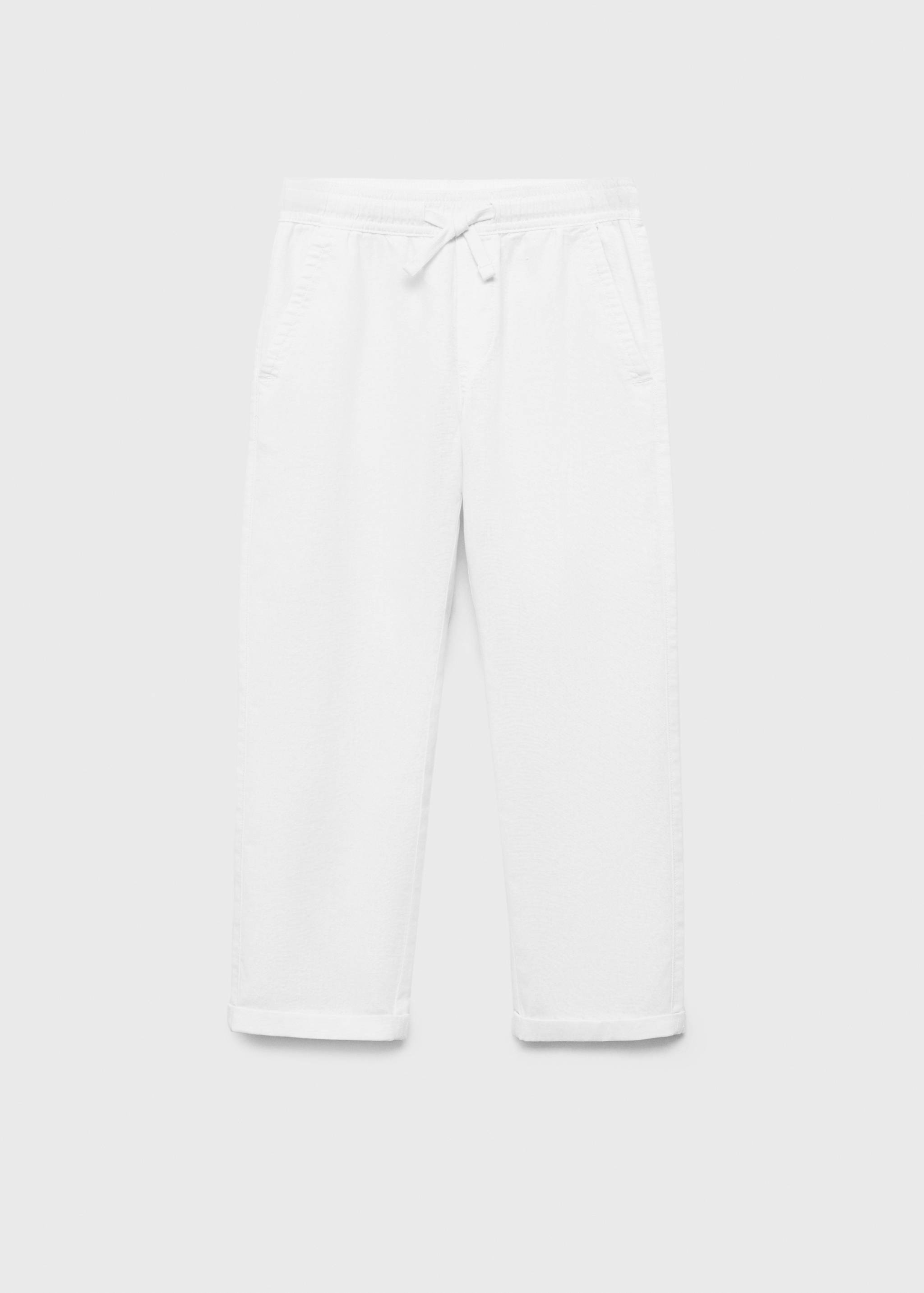 Linen-blend elastic waist trousers - Article without model