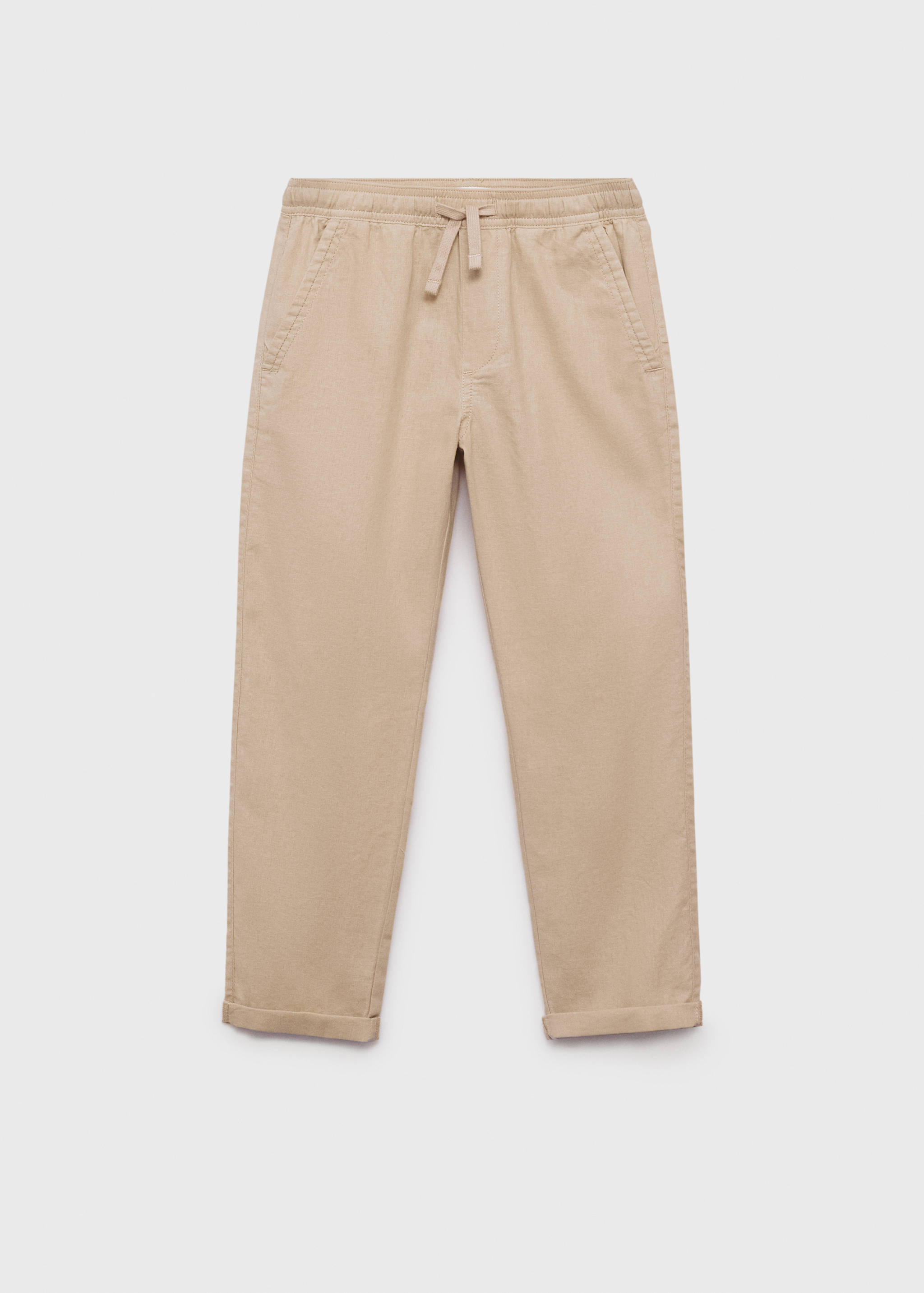 Linen-blend elastic waist trousers - Article without model