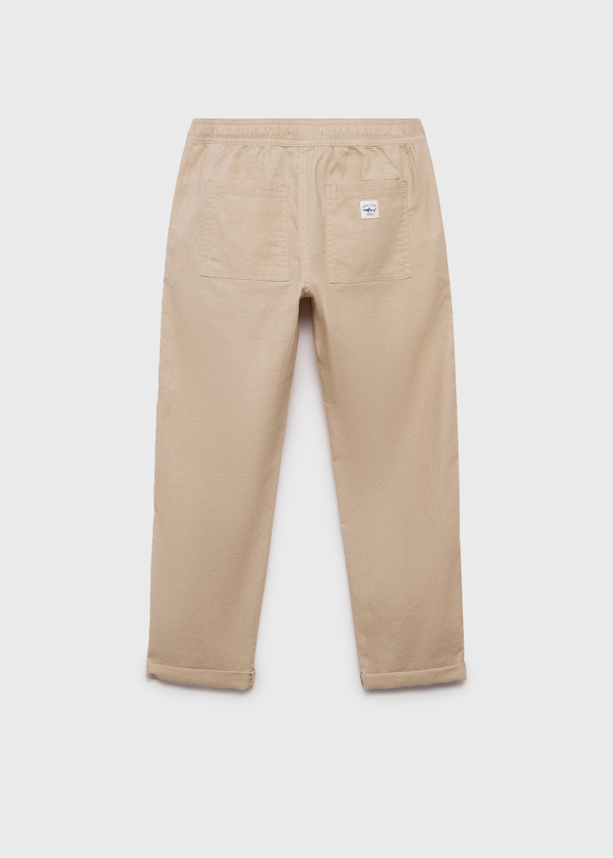 Linen-blend elastic waist trousers - Reverse of the article, Beige. Ref: 87097694-00.