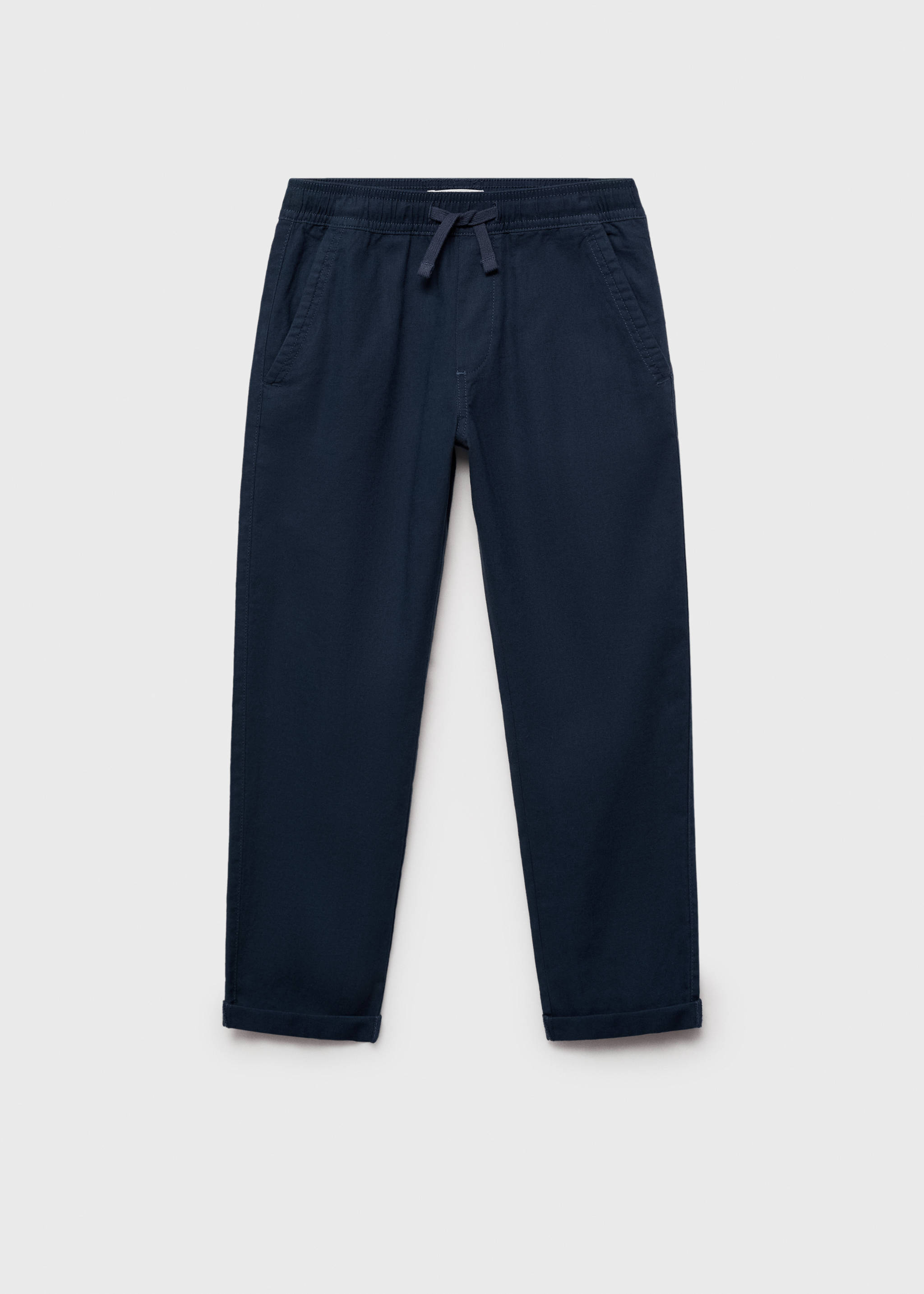 Linen-blend elastic waist trousers - Article without model