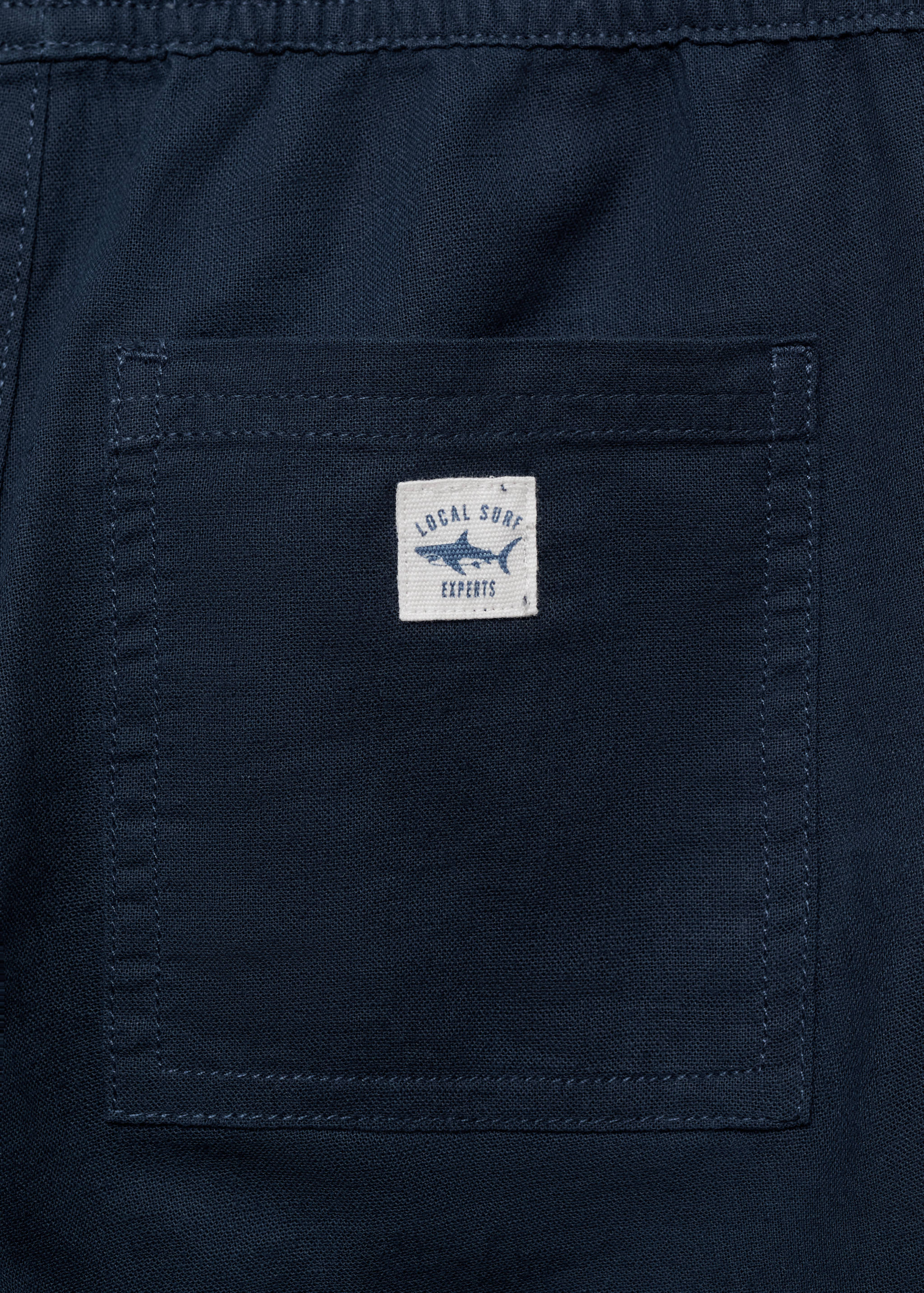 Linen-blend elastic waist trousers - Details of the article 0