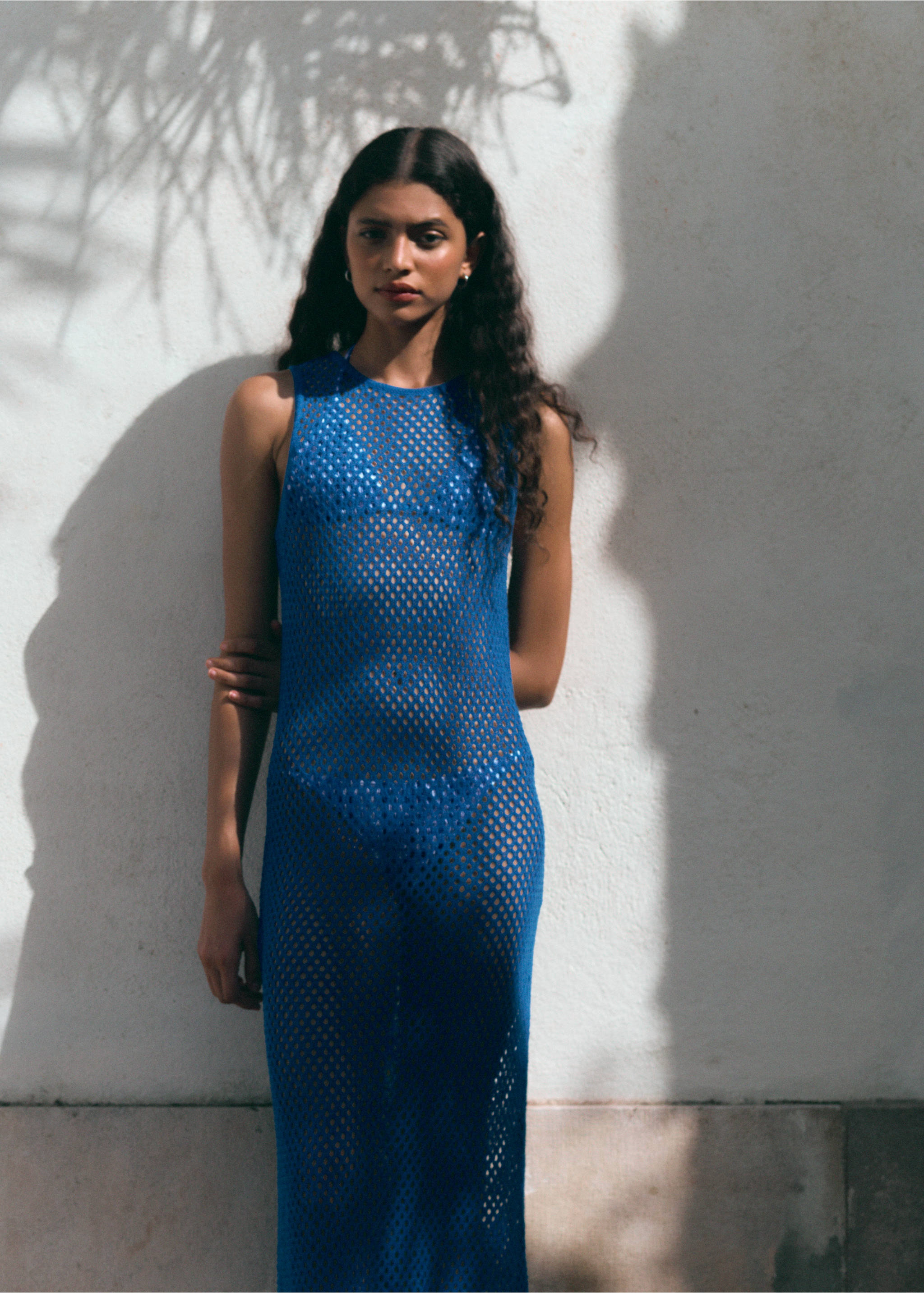 Mesh crochet dress - Details of the article 3, Blue. Ref: 87097698-00.