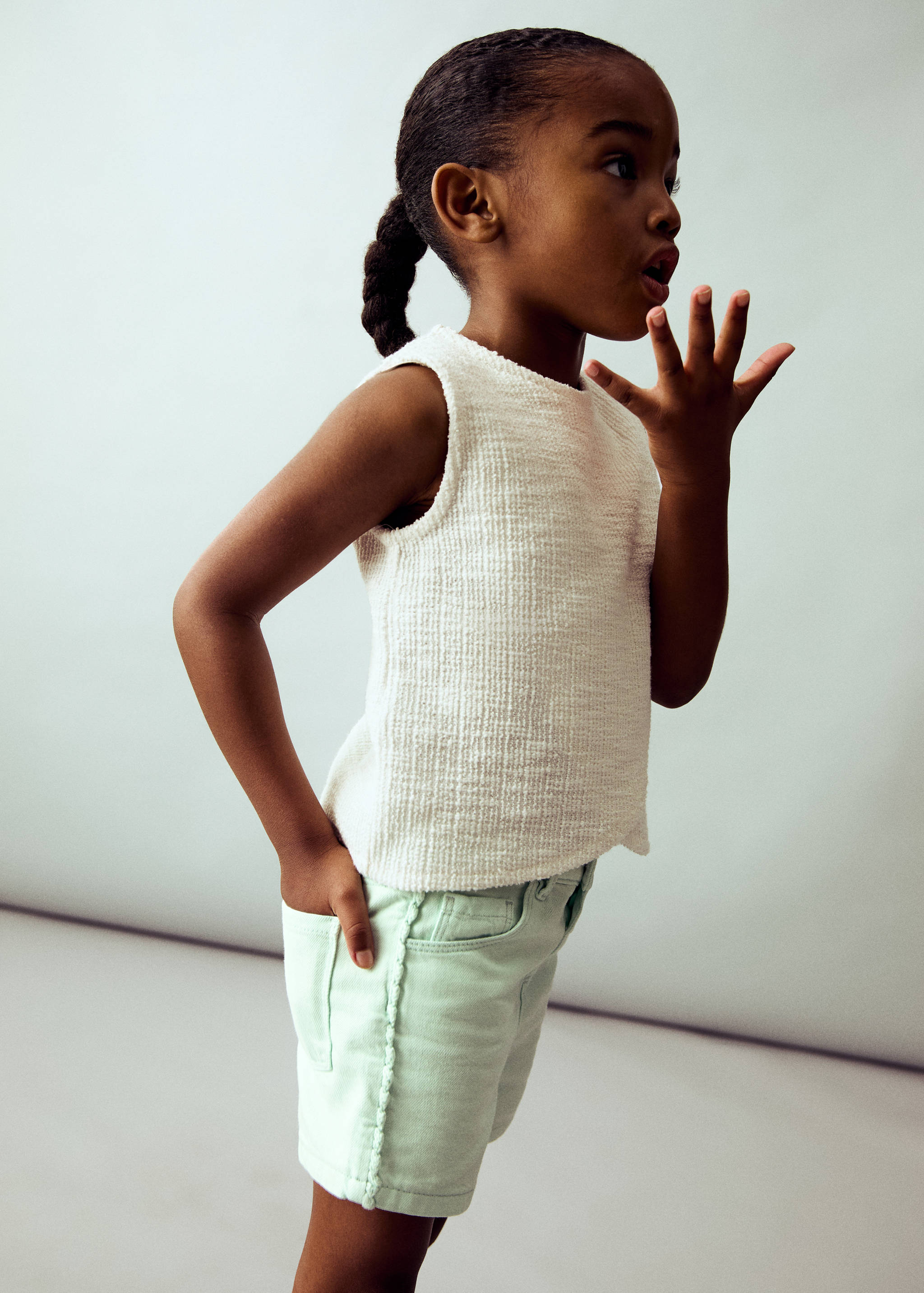 Denim shorts met zijdetail - Middenvlak