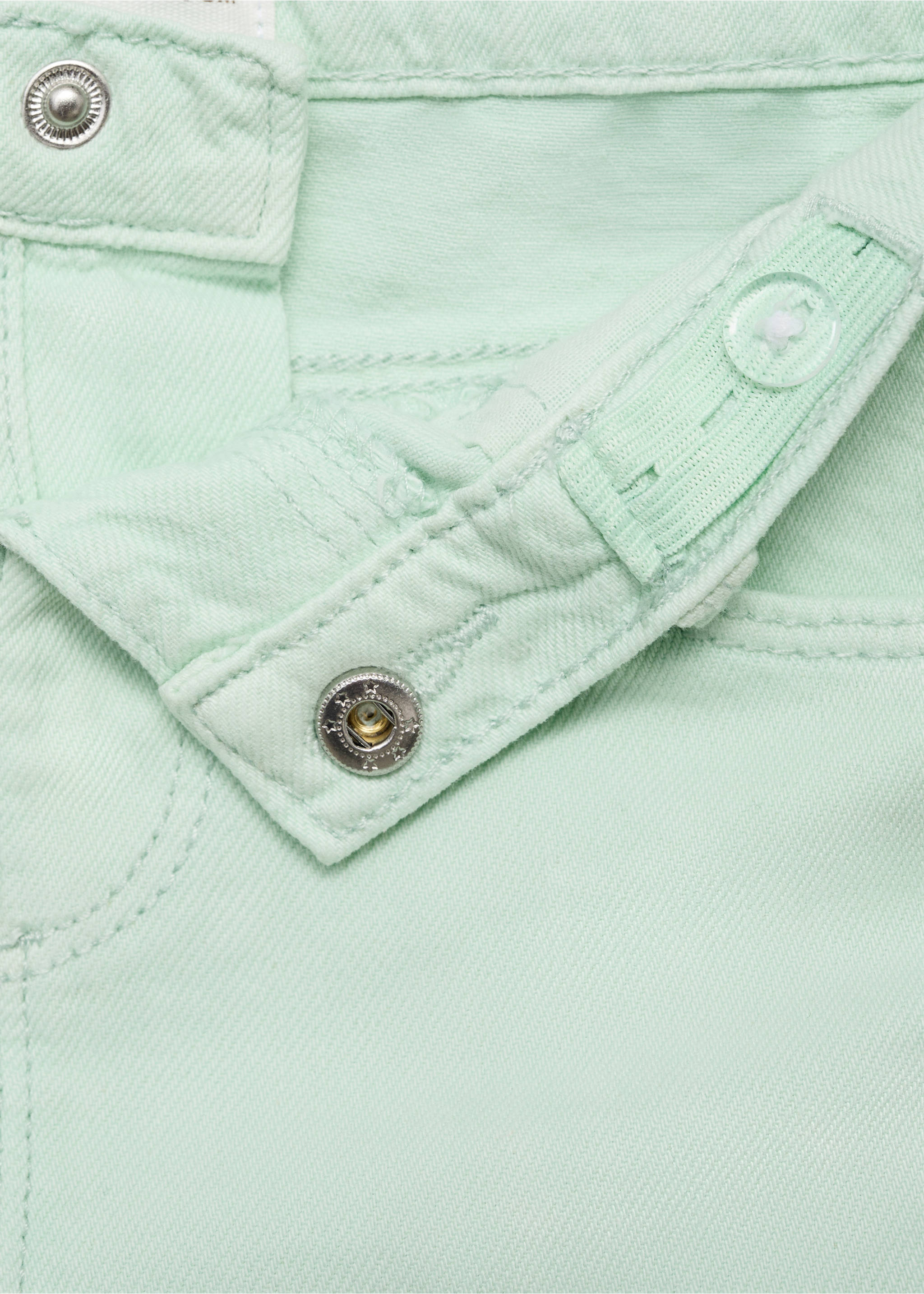 Denim shorts met zijdetail - Detail van het artikel 8, Pastelgroen. Ref: 87097699-00.