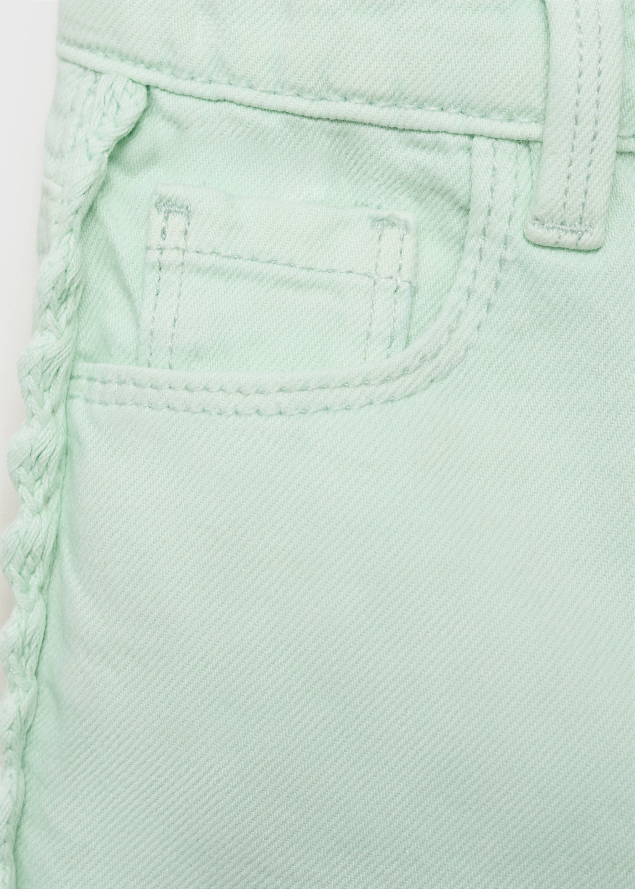 Denim shorts met zijdetail - Detail van het artikel 0, Pastelgroen. Ref: 87097699-00.
