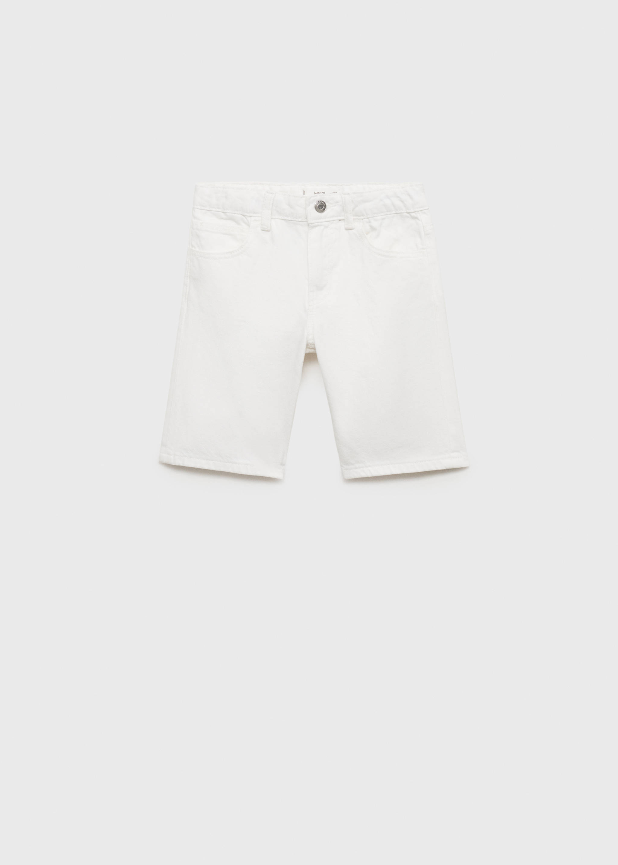 White kids' bermuda shorts with classic five-pocket styling.