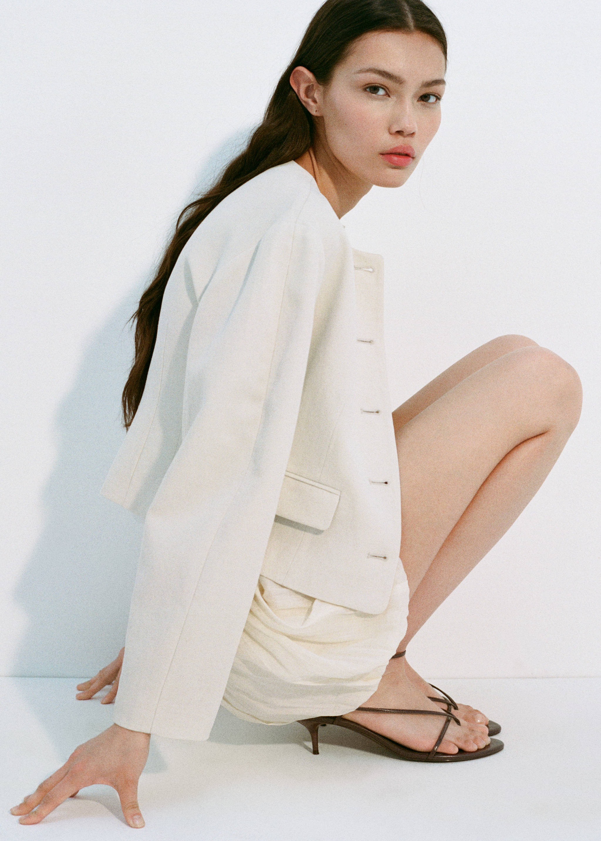 Linen-blend jacket with buttons - Details of the article 7