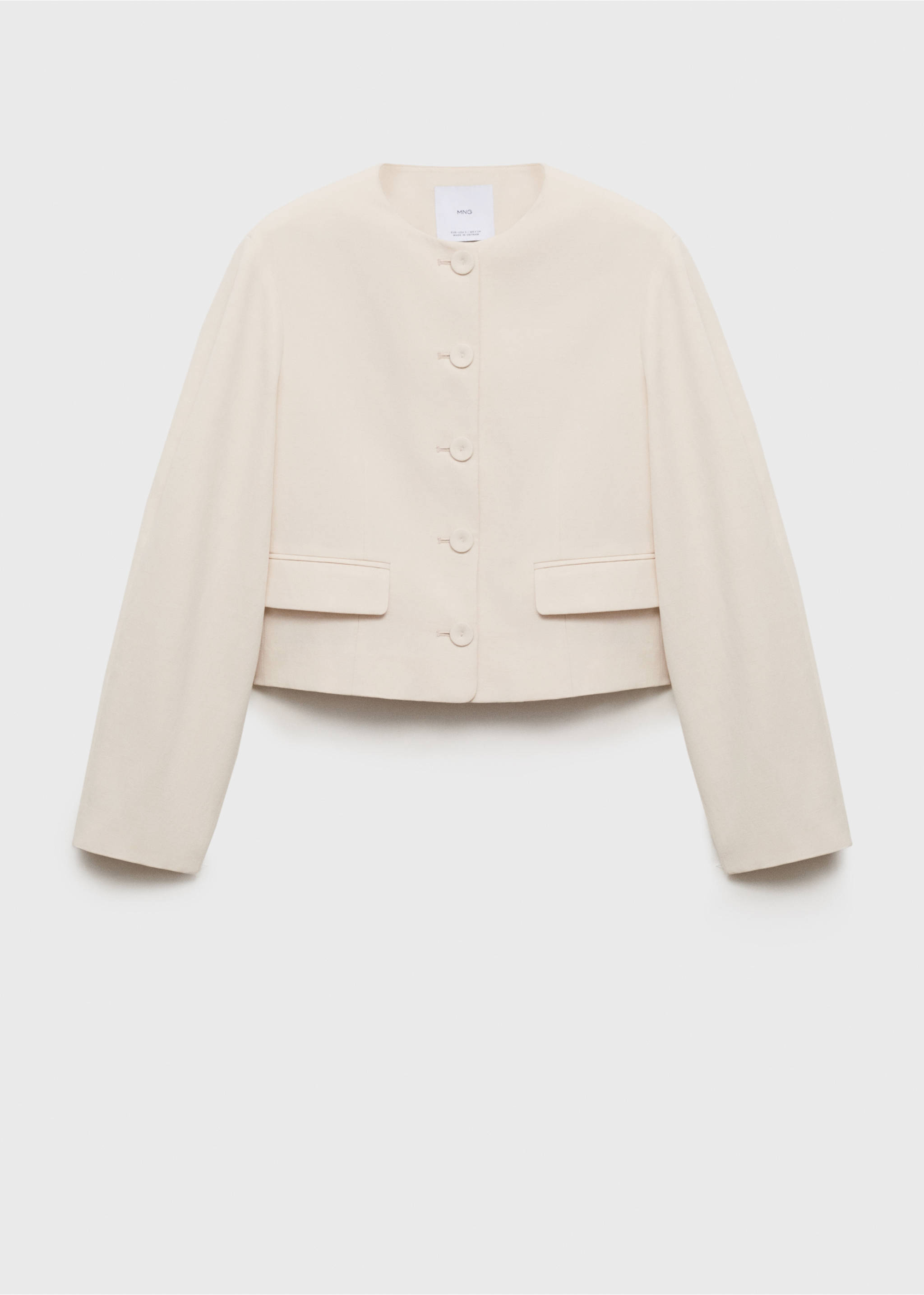 Linen-blend jacket with buttons - Article without model, Light/Pastel Grey. Ref: 87097704-00.