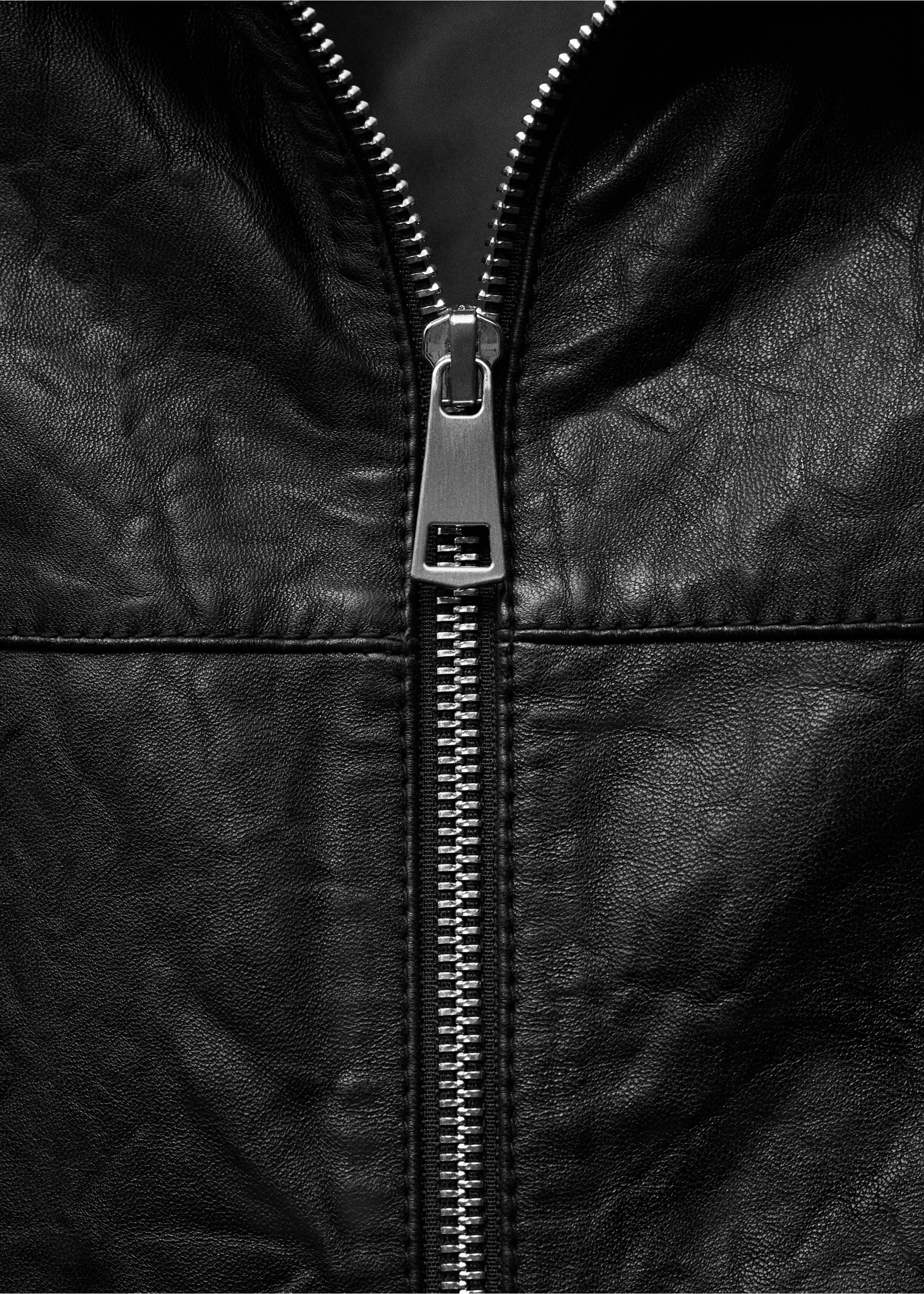 Oversized leather jacket - Details of the article 0, Black. Ref: 87097710-00.